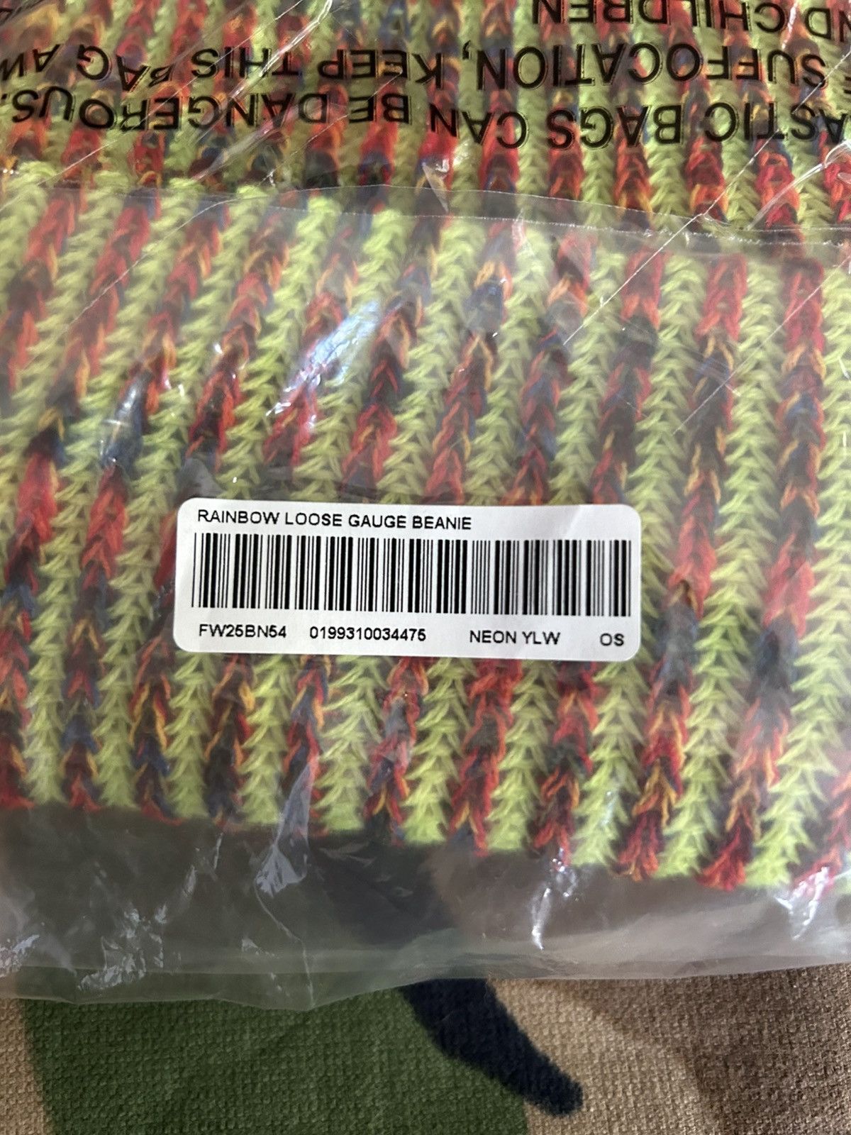 Supreme Supreme Rainbow Loose Gauge Beanie Neon Yellow FW25 Size ONE SIZE - 5 Thumbnail