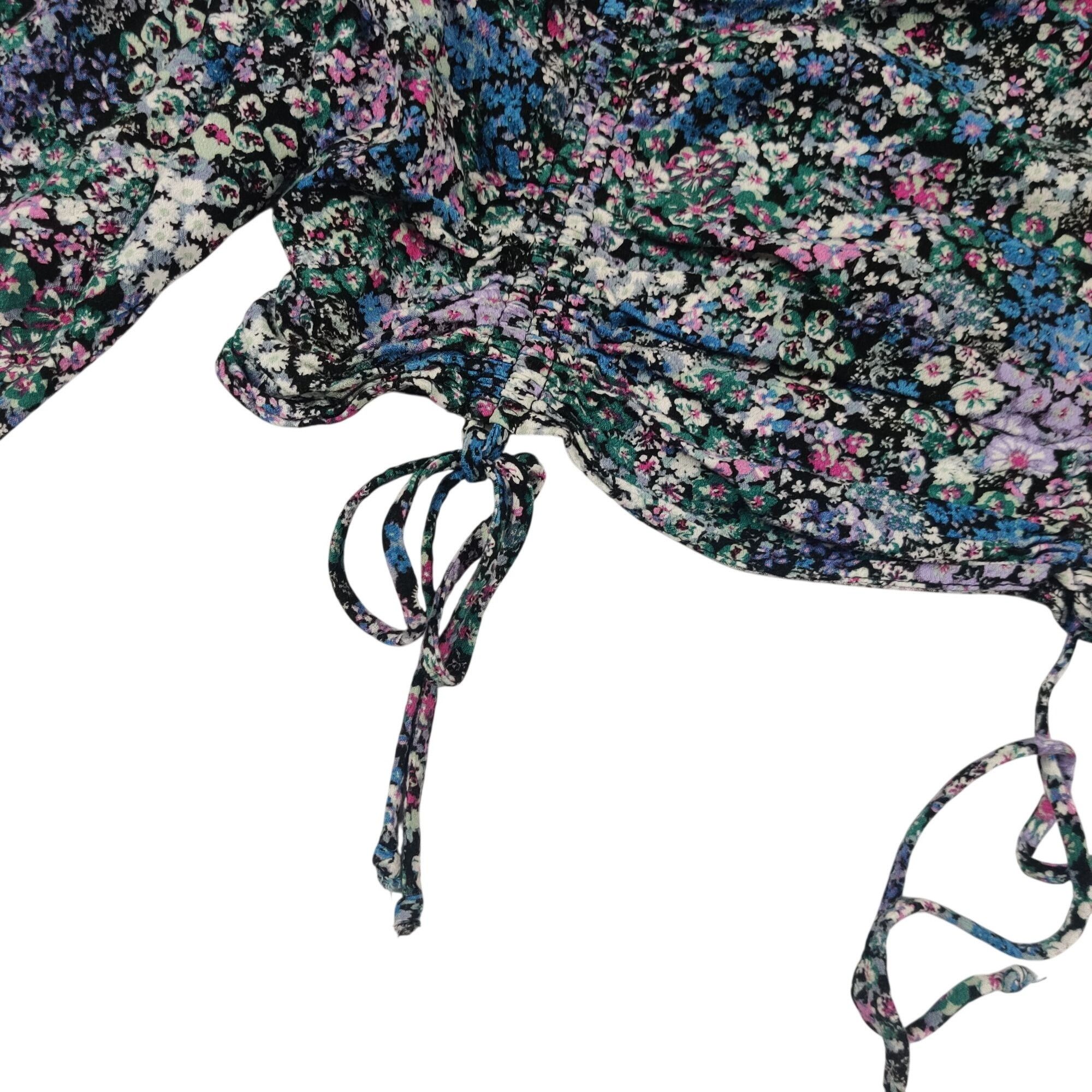 Other Wild Fable Floral Crop Top M Multi Cinched Smocked Coquette Size M / US 6-8 / IT 42-44 - 4 Thumbnail