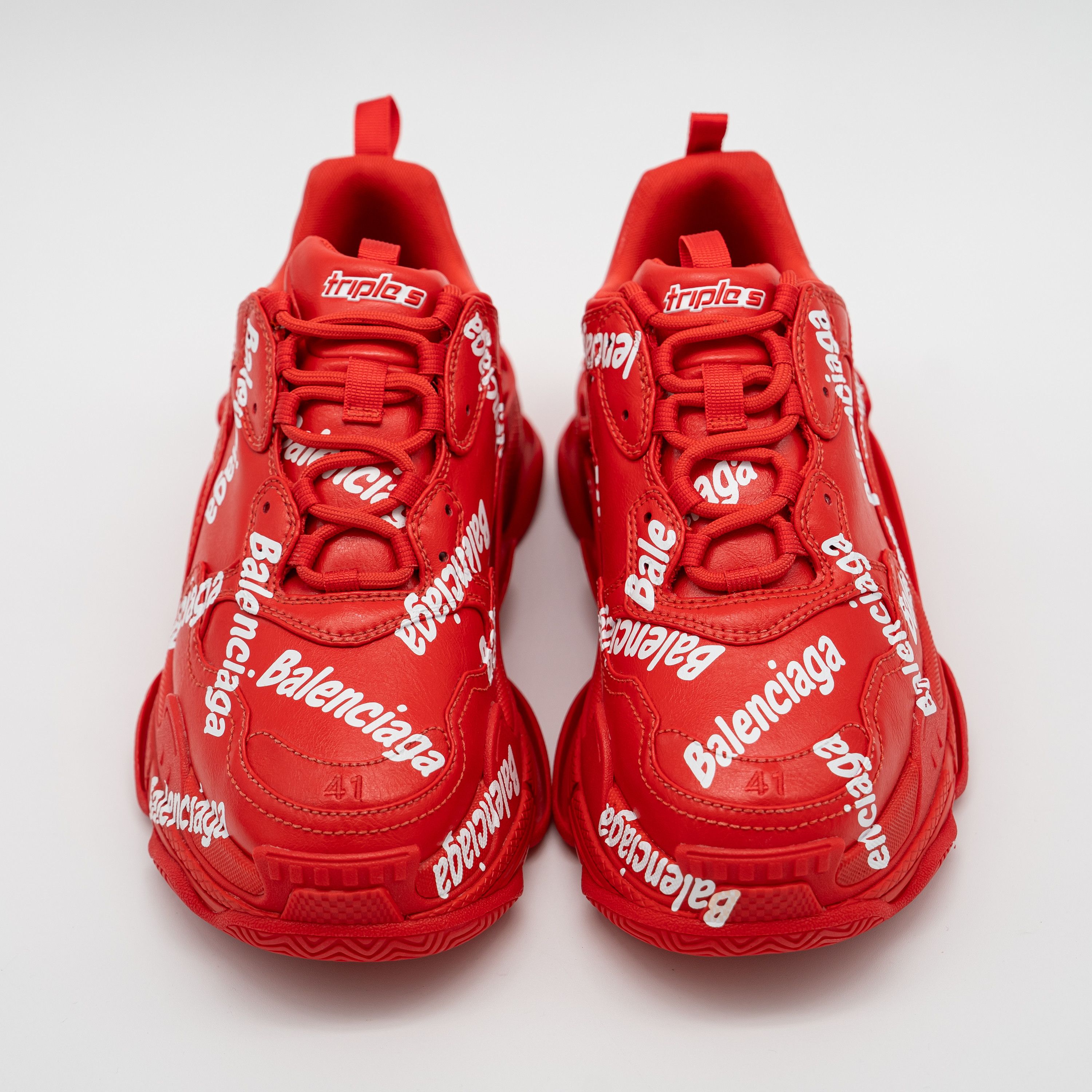 Balenciaga 41eu Balenciaga Triple S All Over Tomato Red White Print Size US 8 / EU 41 - 3 Thumbnail
