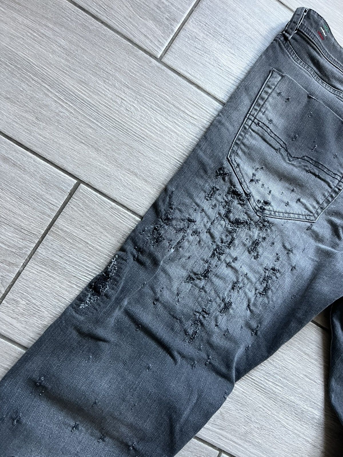 Diesel TRASHED🔥DIESEL GRAY SWEATPANT METAL LOGO DENIM PANTS Y2K Size US 36 / EU 52 - 18 Thumbnail