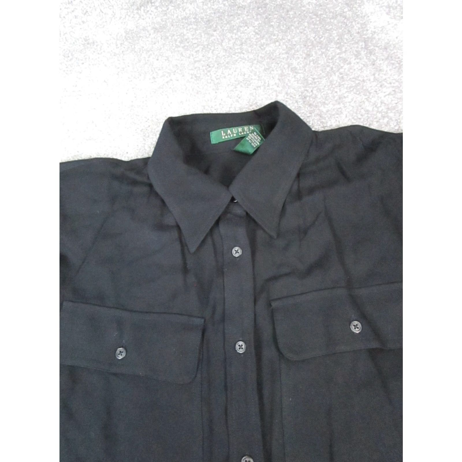 Ralph Lauren LAUREN RALPH LAUREN Black Button-Up Shirt Womens Medium Long Sleeve Collared Regular Fit Solid Size M / US 6-8 / IT 42-44 - 2 Thumbnail
