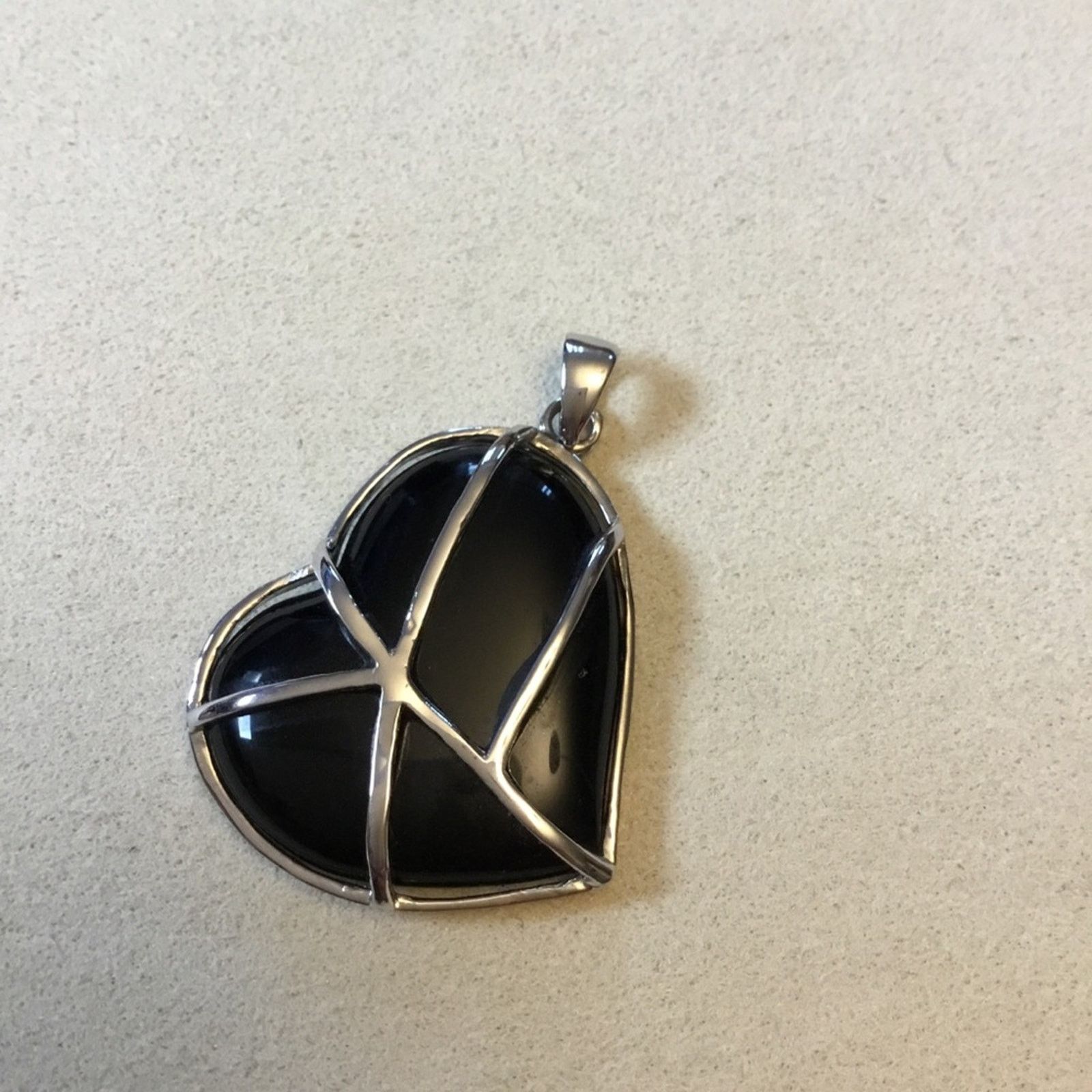 Other Sterling Silver Black Onyx Heart Pendant (925 Marked) Size ONE SIZE - 2 Thumbnail