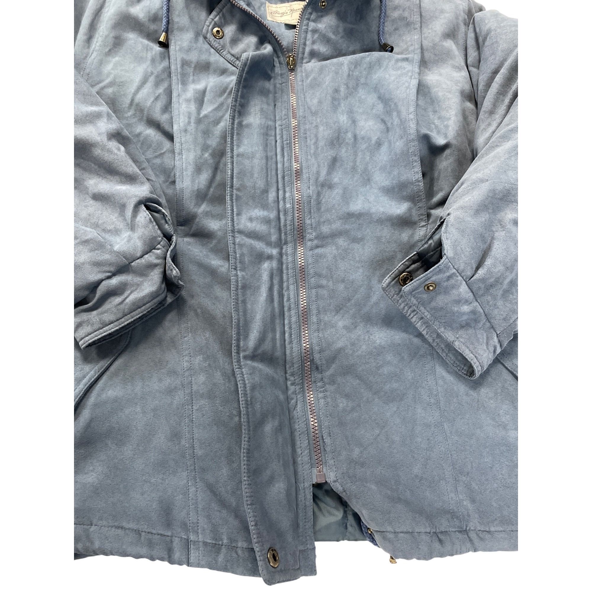 Giorgio Armani Vintage Giorgio Armani Womens blue Faux Fur Hood Parka coat Size XXS / US 00 / IT 34 - 8 Thumbnail