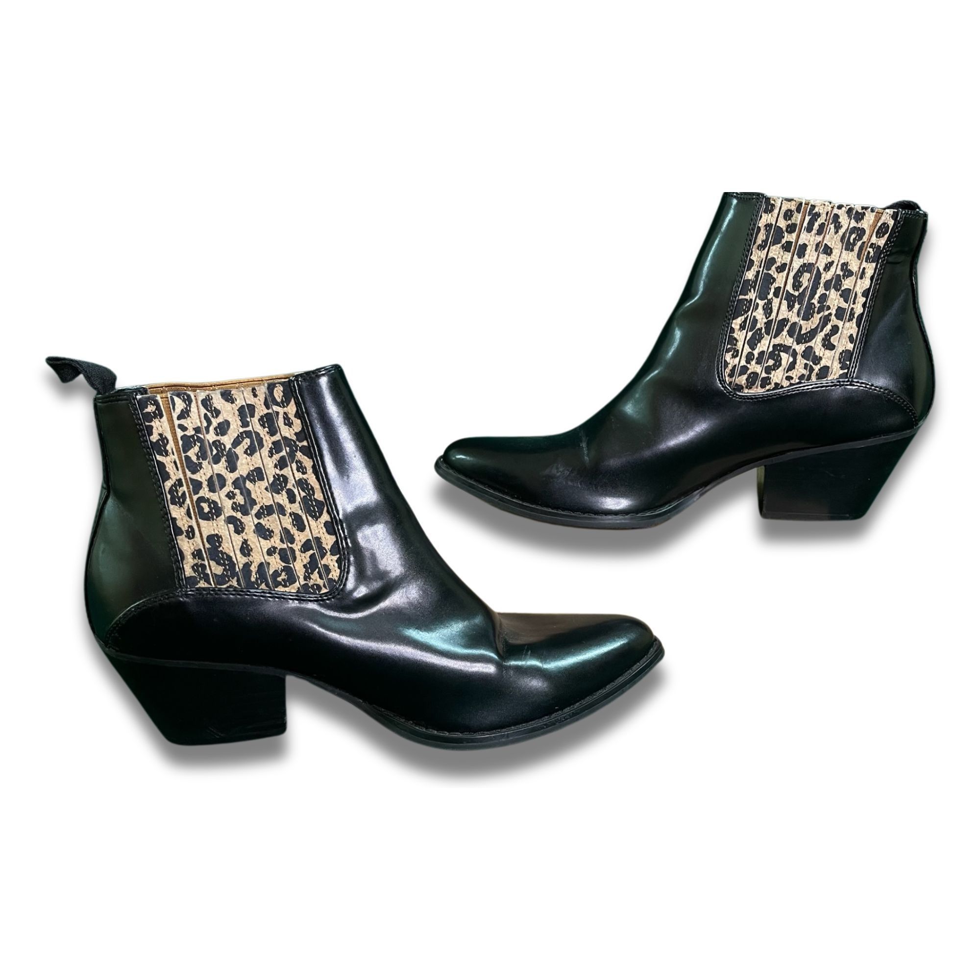 Other Very Volatile Belmore Black & Leopard Western Style Booties Size US 8.5 / IT 38.5 - 3 Thumbnail