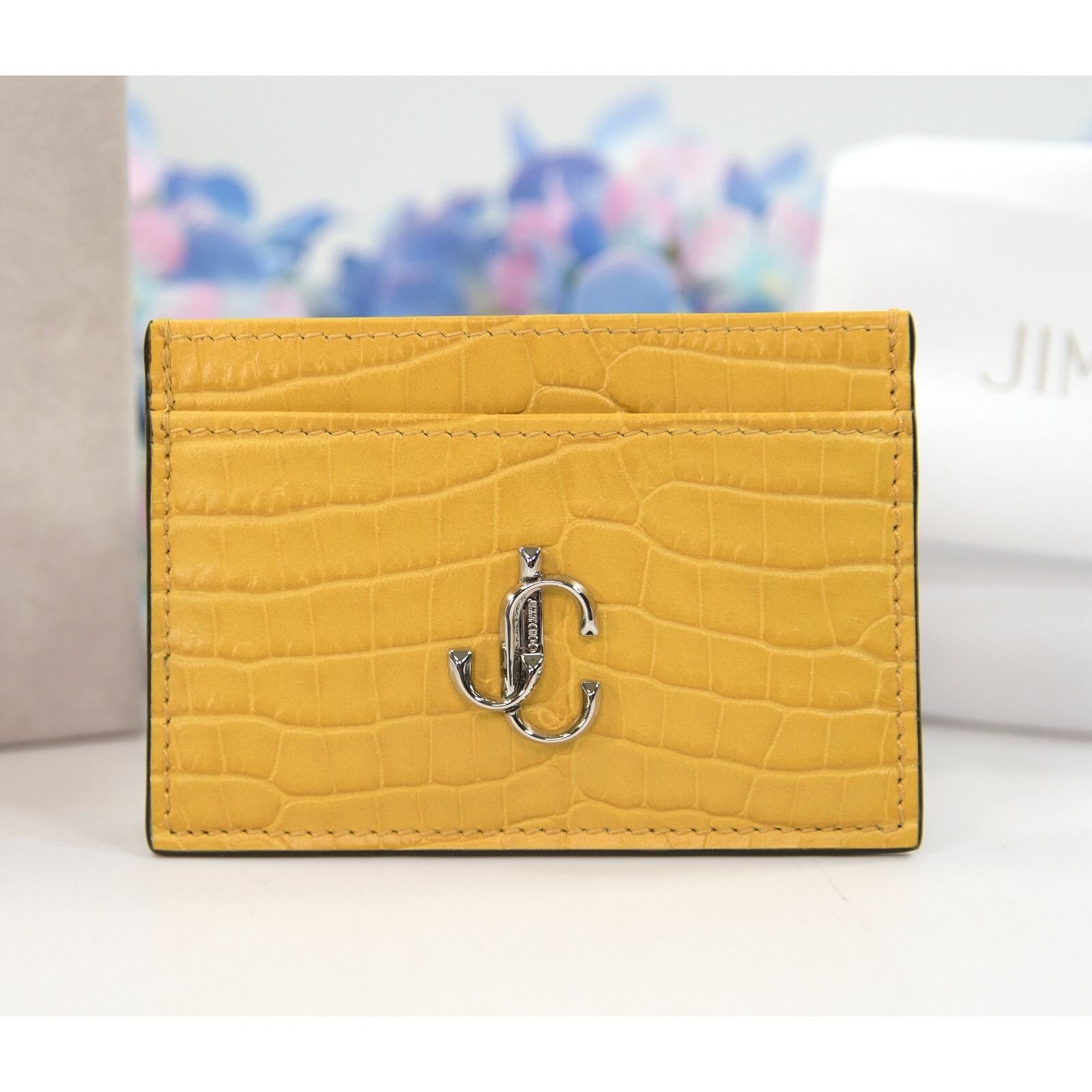 Jimmy Choo Jimmy Choo Umika Dark Sun Yellow Croc Leather Card Case Hold Size ONE SIZE - 1 Thumbnail