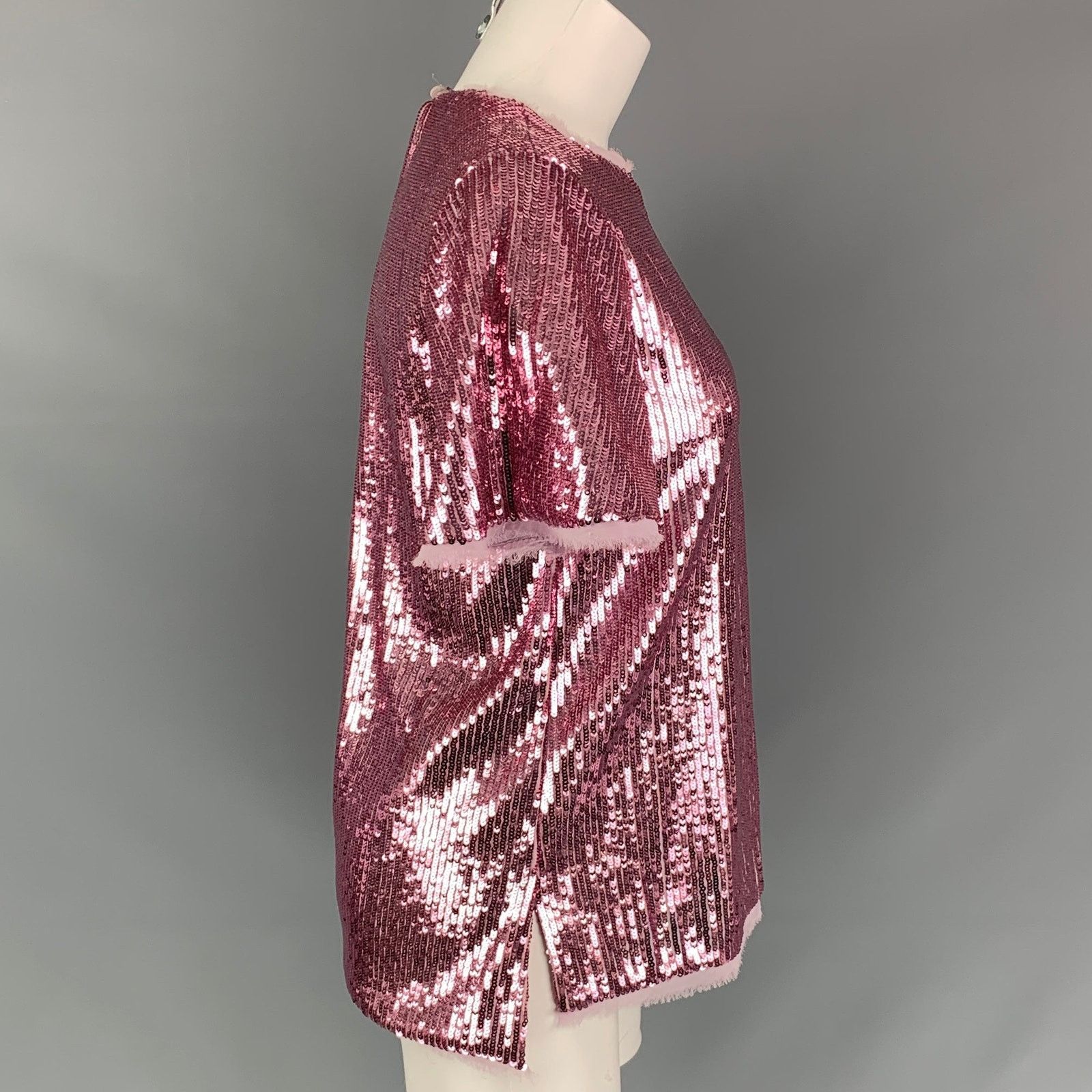 Prabal Gurung PRABAL GURUNG 0 Pink Polyester Sequined Raw Edge Dress Top Size XS / US 0-2 / IT 36-38 - 2 Thumbnail