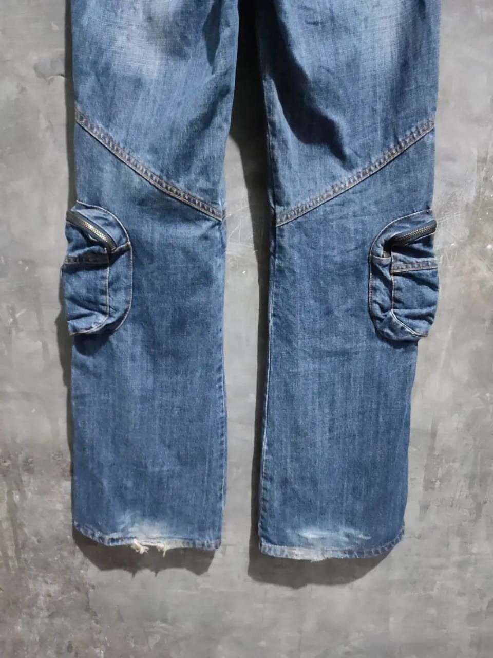 Japanese Brand Meladini Multipocket 3D Pocket Cargo Denim Flared Pants Size US 28 / EU 44 - 6 Thumbnail