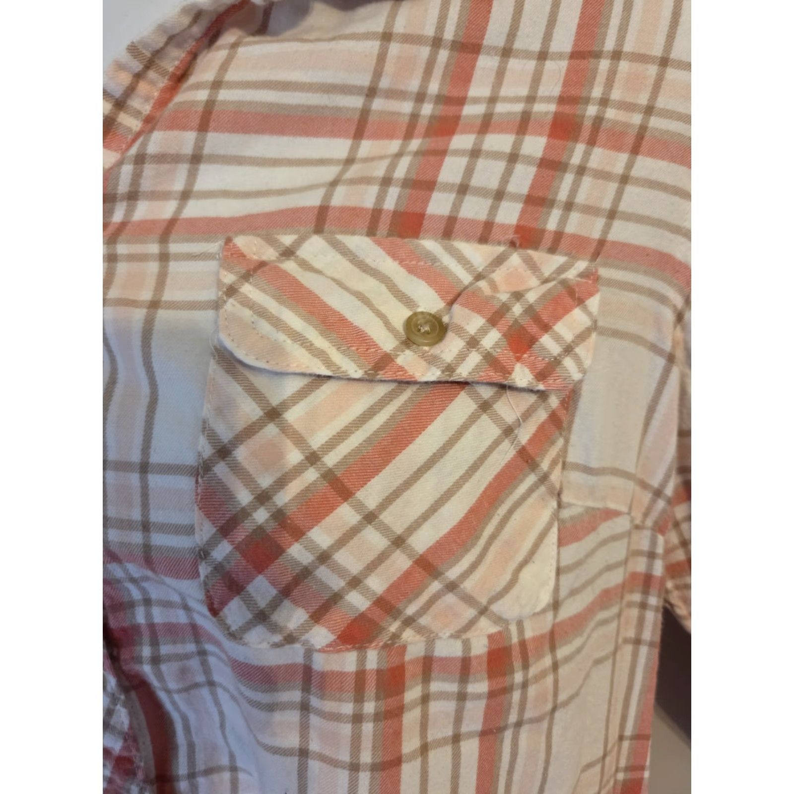 Croft & Barrow VINTAGE? No. Croft & Barrow White Orange Plaid Button Up Flannel Shirt Womens XL Size XL / US 12-14 / IT 48-50 - 4 Thumbnail