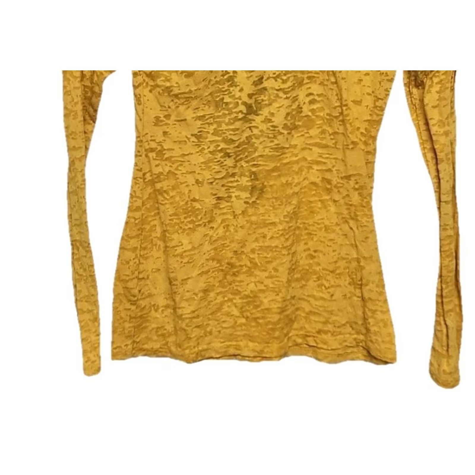 Vintage Fleur de Lis Yellow Long Sleeve Top Women’s L Burnout Y2K USA Graphic Knit Size L / US 10 / IT 46 - 6 Thumbnail