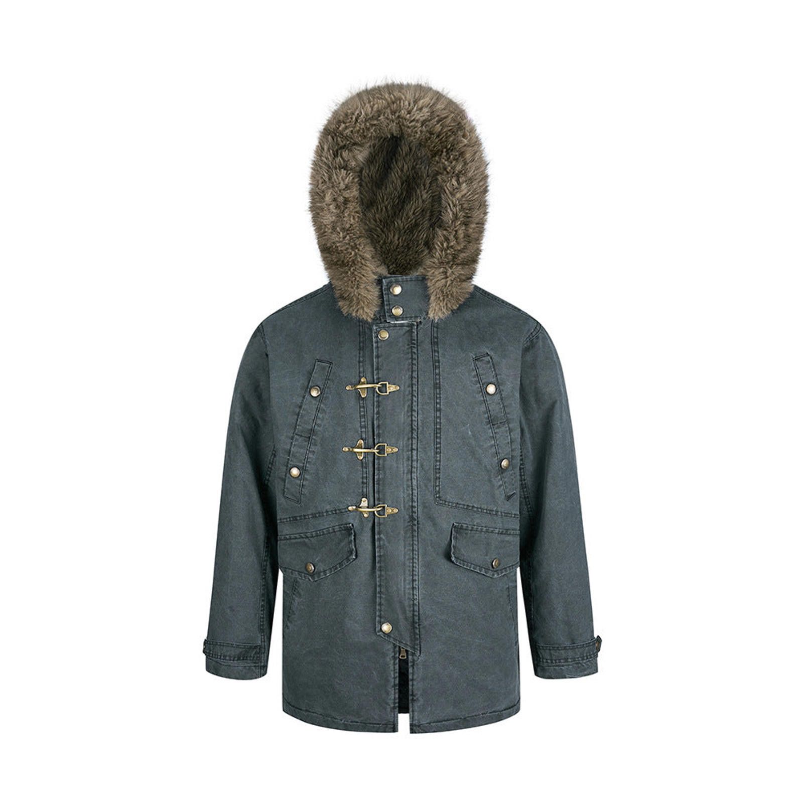 Japanese Brand Dark Gray Faux Fur Hooded Parka Coat, Toggle Closure Size US M / EU 48-50 / 2 - 1 Thumbnail