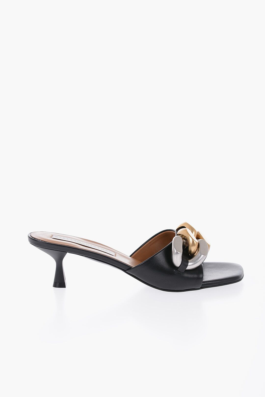 Stella McCartney og1mm0824 Leather Open Toe Mules With Chain in Black Size US 6 / IT 36 - 1 Thumbnail