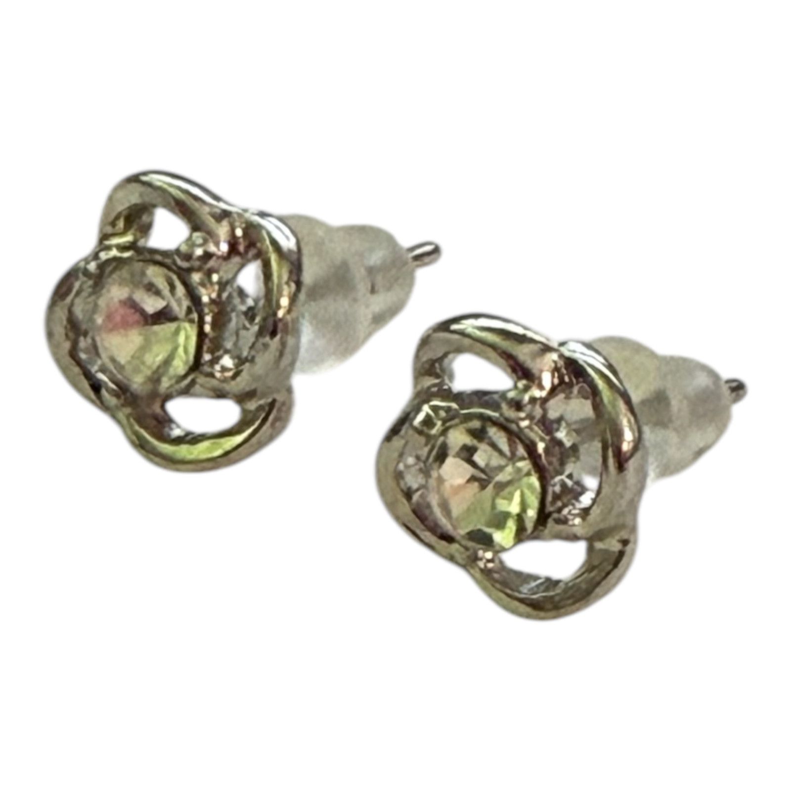 Other Silver Floral CZ Stone Stud Earrings Size ONE SIZE - 1 Thumbnail