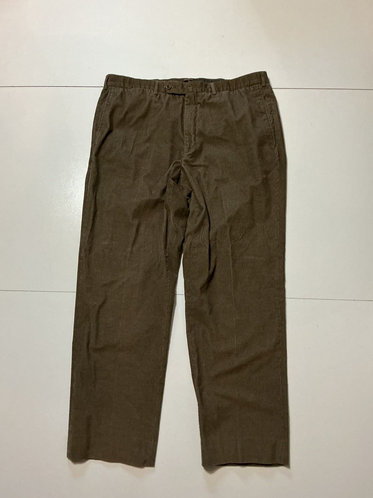 Ermenegildo Zegna Ermenegildo Zegna Brown Corduroy Classic Flat Front Pants Size US 40 / EU 56 - 1 Thumbnail