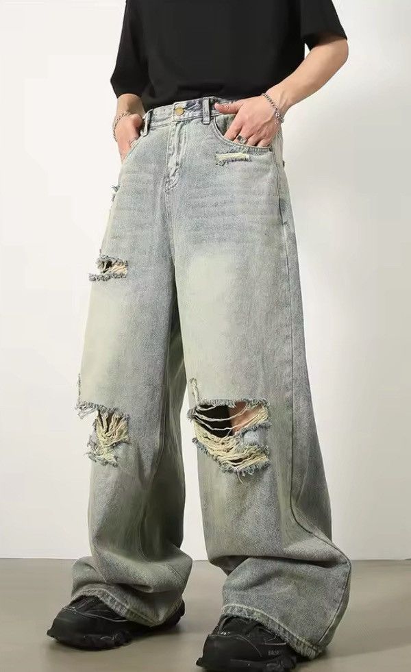 Jean Hamaoka x Fujii Baggy Distressed Denim Jeans Size US 33 - 1 Thumbnail