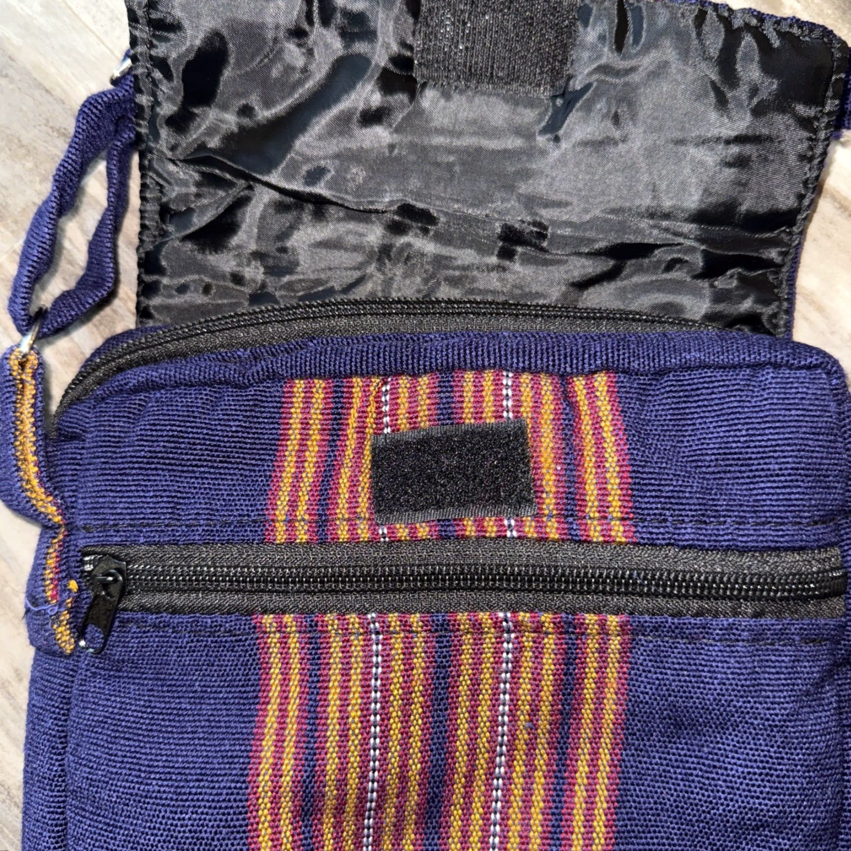 Vintage Unbranded Crossbody Bag Fabric Small 8x8 Blue Striped Travel Casual Adjustable Strap Womens Bags Size ONE SIZE - 3 Thumbnail