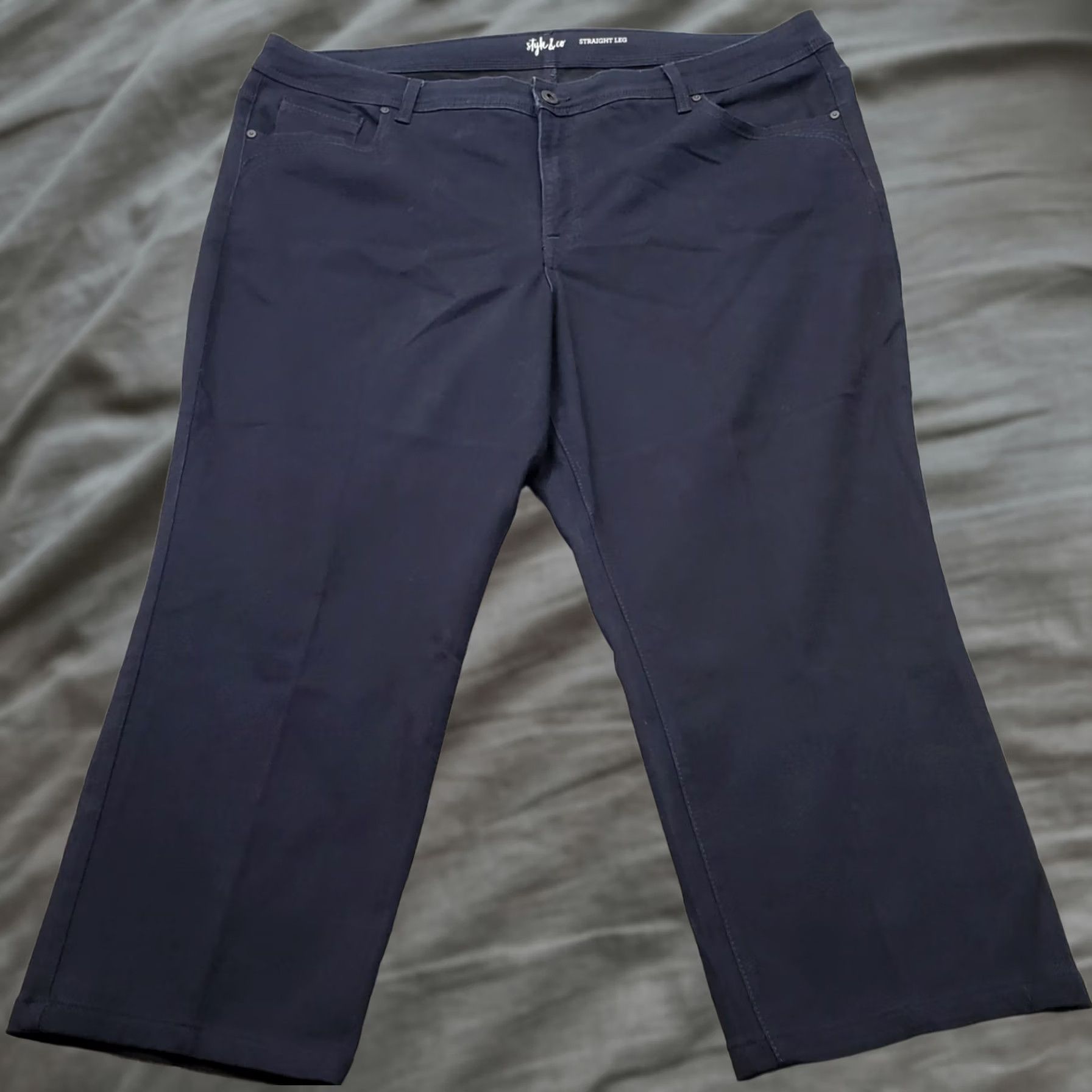 Vintage Style&co. Jeans Womens 22W Blue Flat Front Straight Leg Stretch High Waist Jeans Size 40" / US 18 - 1 Thumbnail
