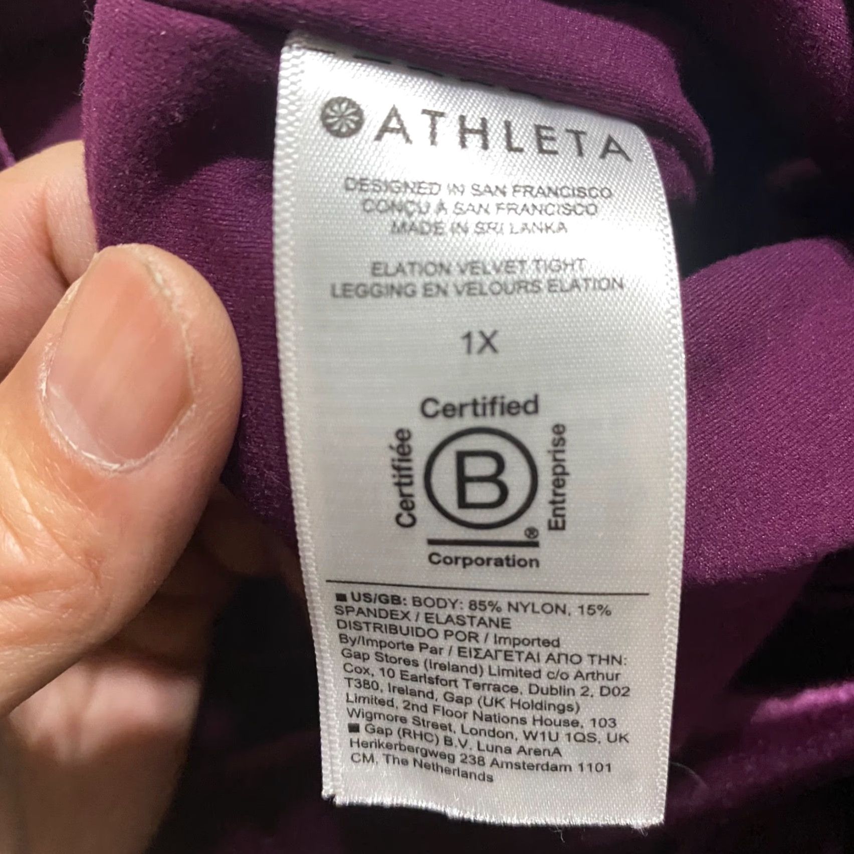 Athleta Athleta Womens 1X Plus Leggings Purple Elation Velvet Skinny Ankle Pull On Size 40" / US 18 - 7 Thumbnail