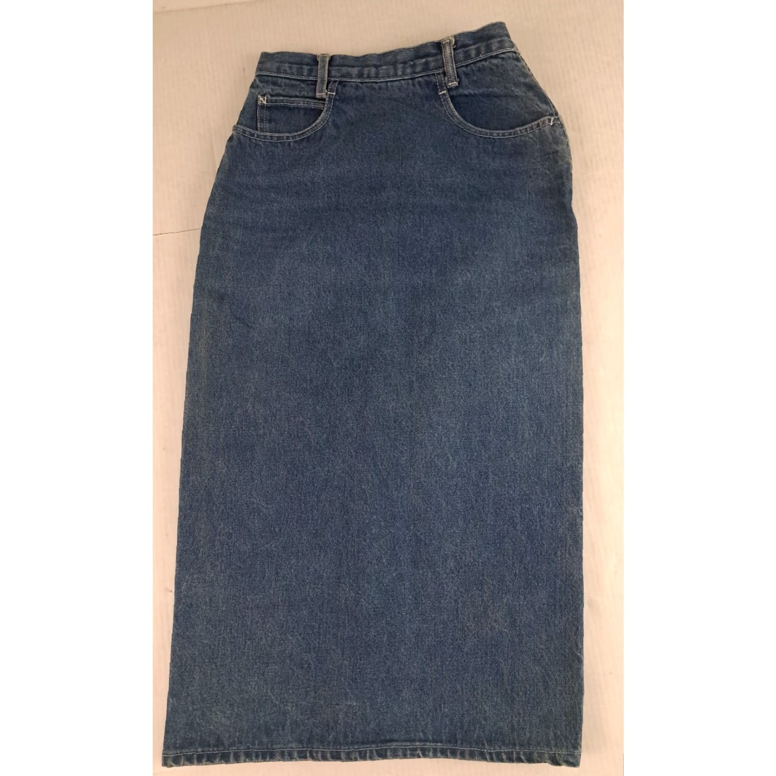 Calvin Klein VINTAGE Calvin Klein Skirt Women 32" Denim 90s Knee Length Flare Pockets Blue Regular 7/8 Size 28" / US 6 / IT 42 - 6 Thumbnail
