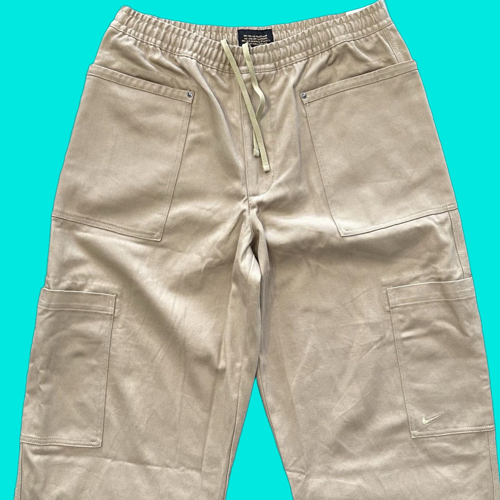 Nike Nike Life Pants Mens L Wide-Leg Utility Beige Heavy Twill Oversized Canvas Workwear Size US 33 - 1 Thumbnail