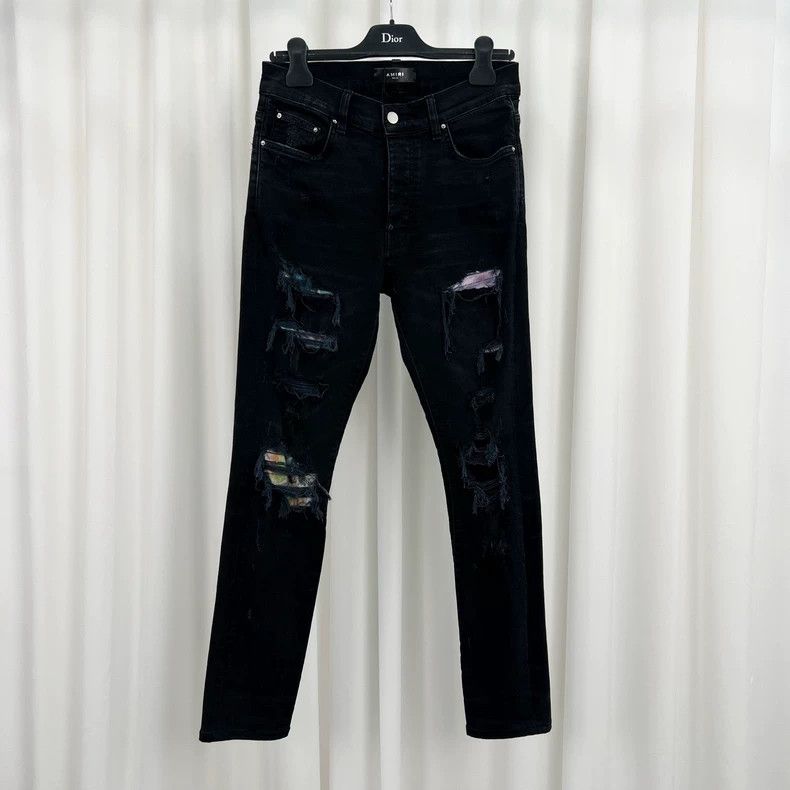 Amiri cut floral patchwork destruction jeans