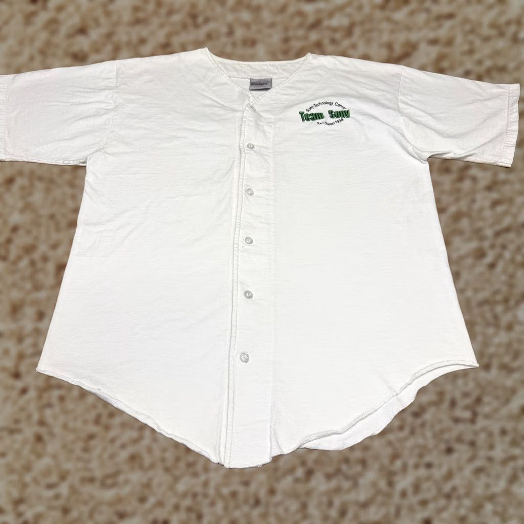 Vintage Vintage Badger Mens Large White Team Baseball Button Up Shirt Sony Jersey USA 90s Size US L / EU 52-54 / 3 - 1 Thumbnail
