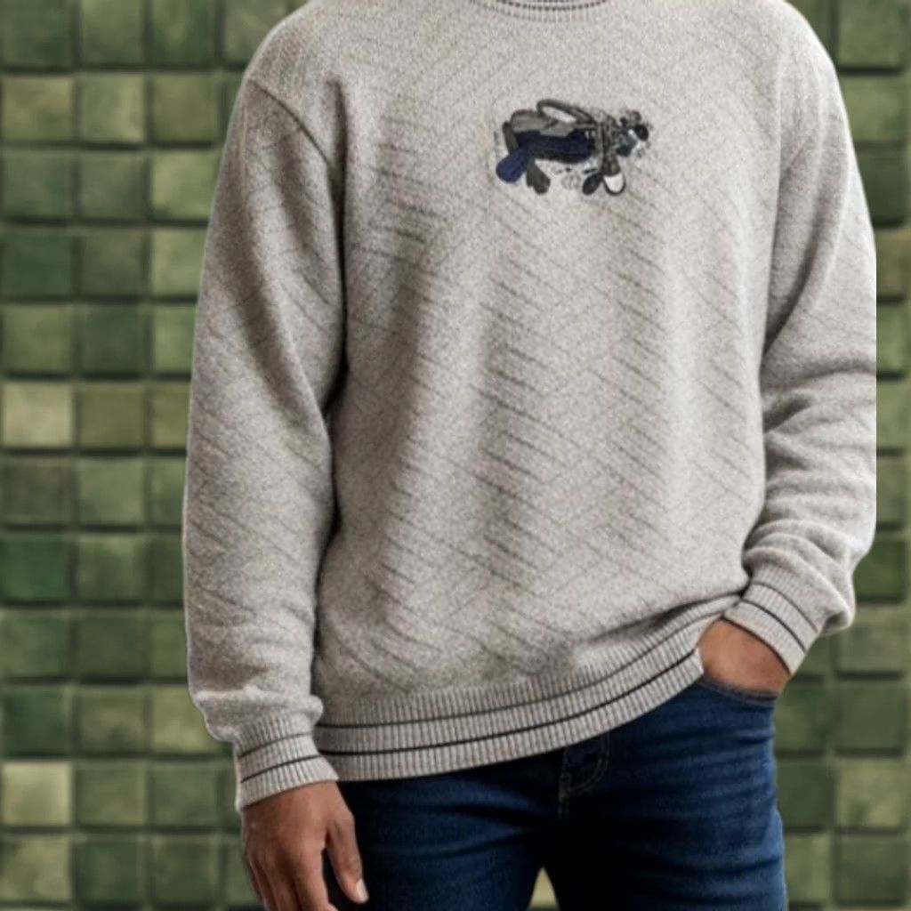 Vintage VINTAGE Carmel USA Embroidered Golf Textured Knit Sweater Men’s XL Crew Neck Pullover Heavyweight Beige 100% Cotton Herringbone Casual Men’s Size US XL / EU 56 / 4 - 1 Thumbnail