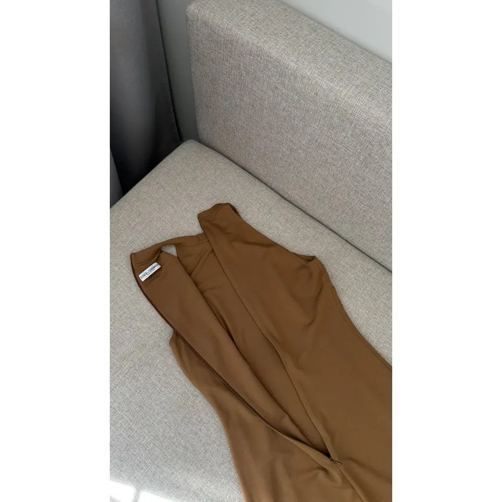 Dolce & Gabbana Dolce & Gabbana Brown Halter Midi Dress Gold Buckle IT 46 Size L / US 10 / IT 46 - 7 Thumbnail