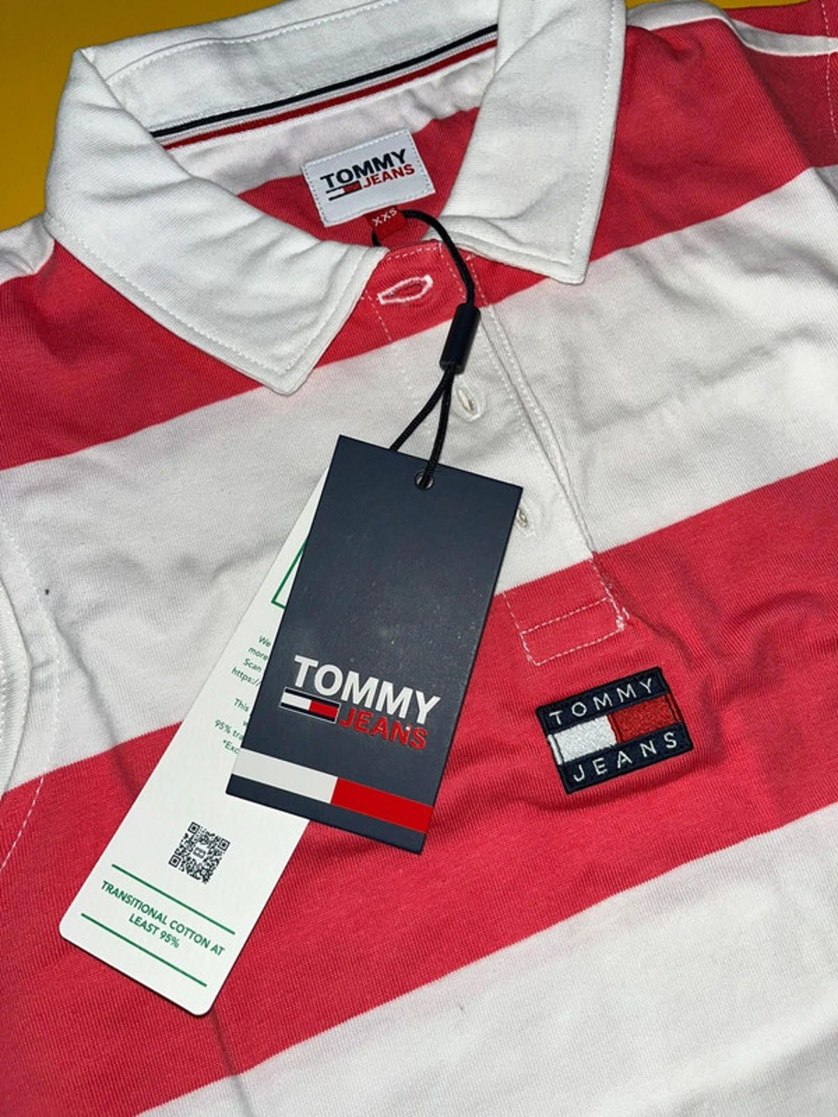 Tommy Jeans TOMMY jeans logo striped polo neck Shirt NEW With Tags Size XS / US 0-2 / IT 36-38 - 3 Thumbnail