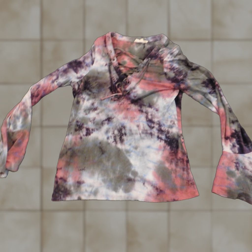 Vintage Entro Blouse Womens L Gray Floral Round Neck Pullover Stretch Bell Sleeve Casual Modern Basic Size L / US 10 / IT 46 - 1 Thumbnail