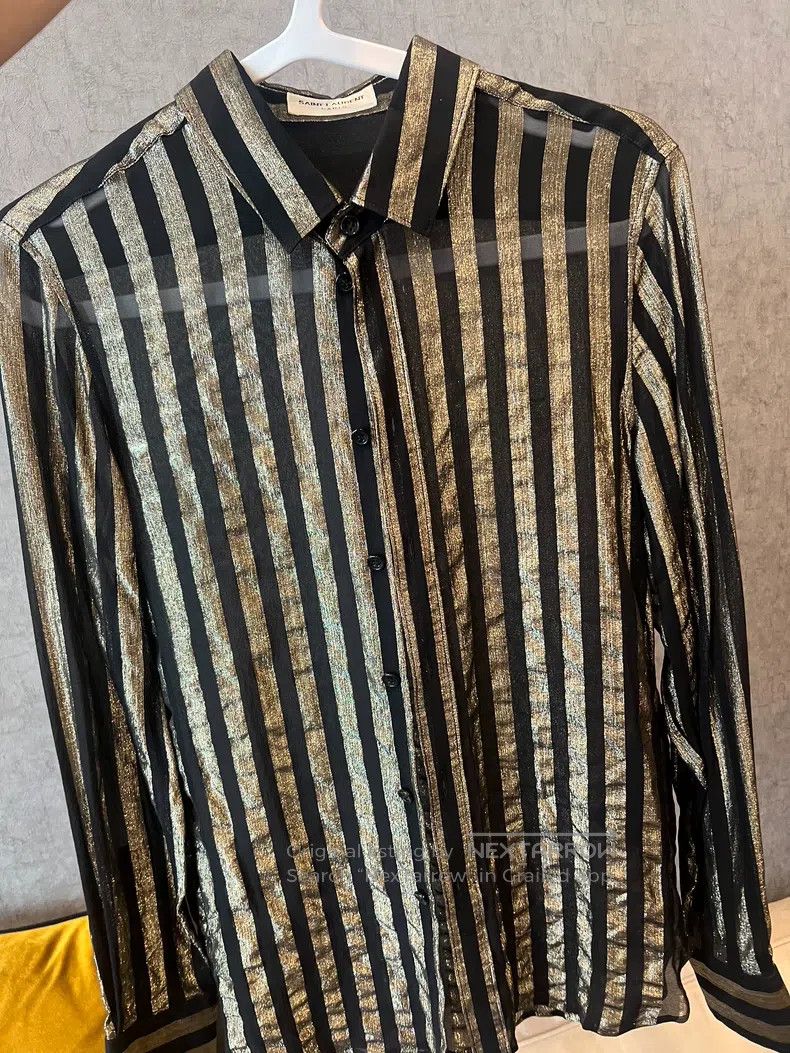 Saint Laurent Paris Saint Laurent Paris size 38 Black and Gold Mulberry Silk S Size M / US 6-8 / IT 42-44 - 1 Thumbnail