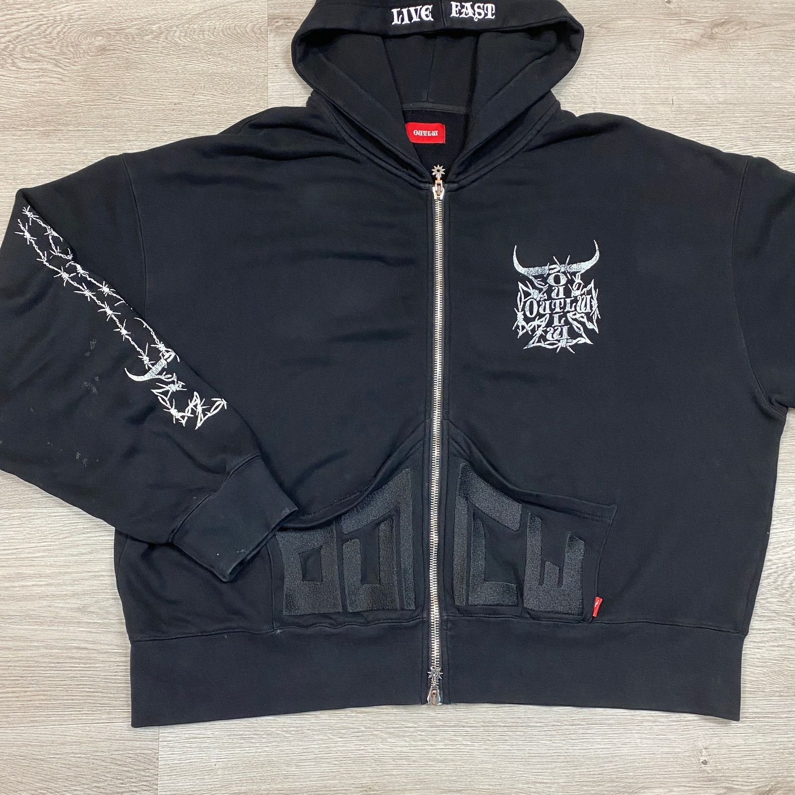 Other Outlw Live Fast Full Zip Hoodie Men's Large Y2K Streetwear Size US L / EU 52-54 / 3 - 2 Thumbnail