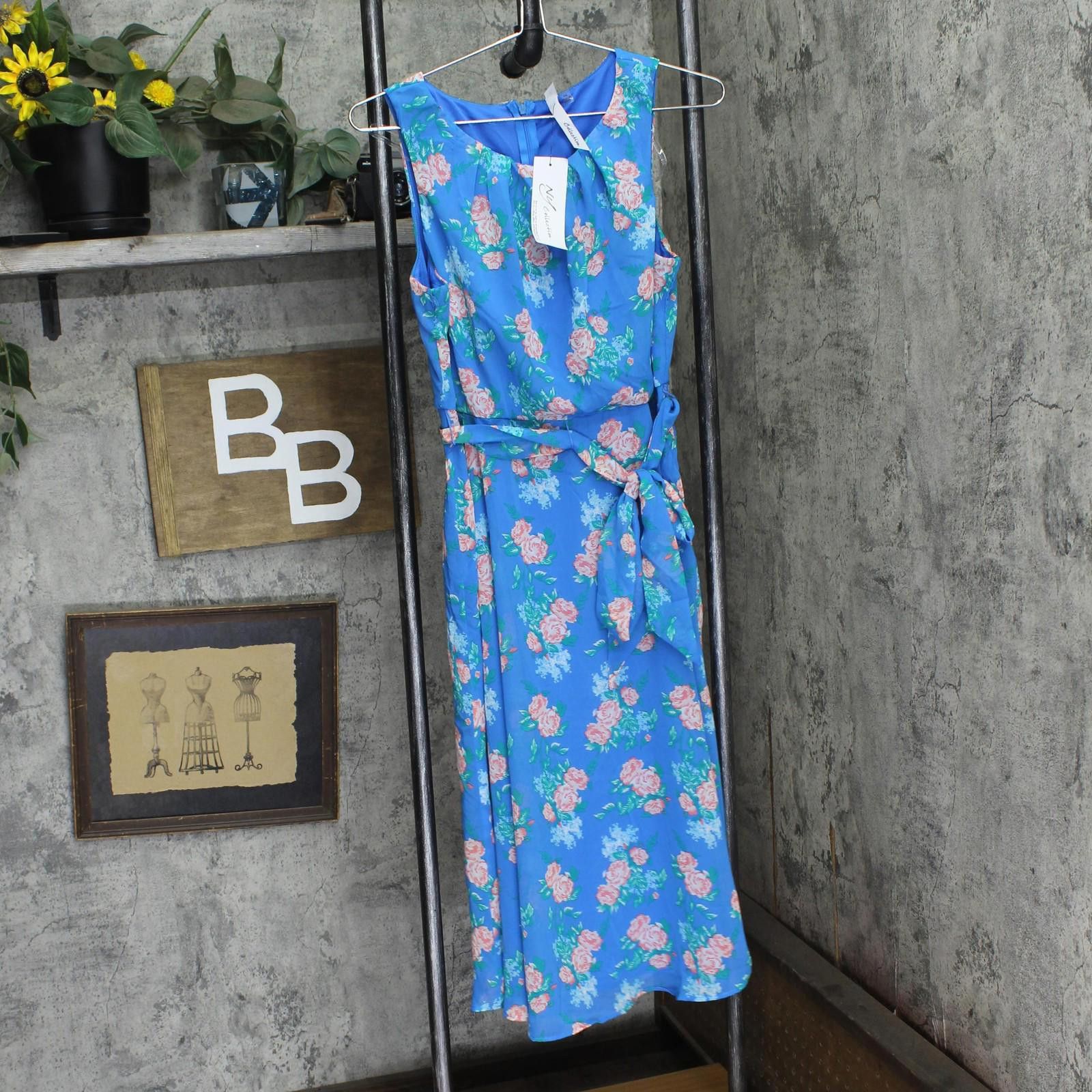 Other Nwt Ny Collection Midi Dress Bright French Blue Melon Pm Size M / US 6-8 / IT 42-44 - 1 Thumbnail