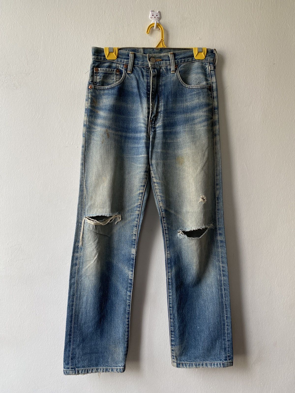 Levi's × Levi's Vintage Clothing × Vintage Vintage Levi’s 502 XX Distressed Selvedge Denim Size US 27 - 9 Thumbnail
