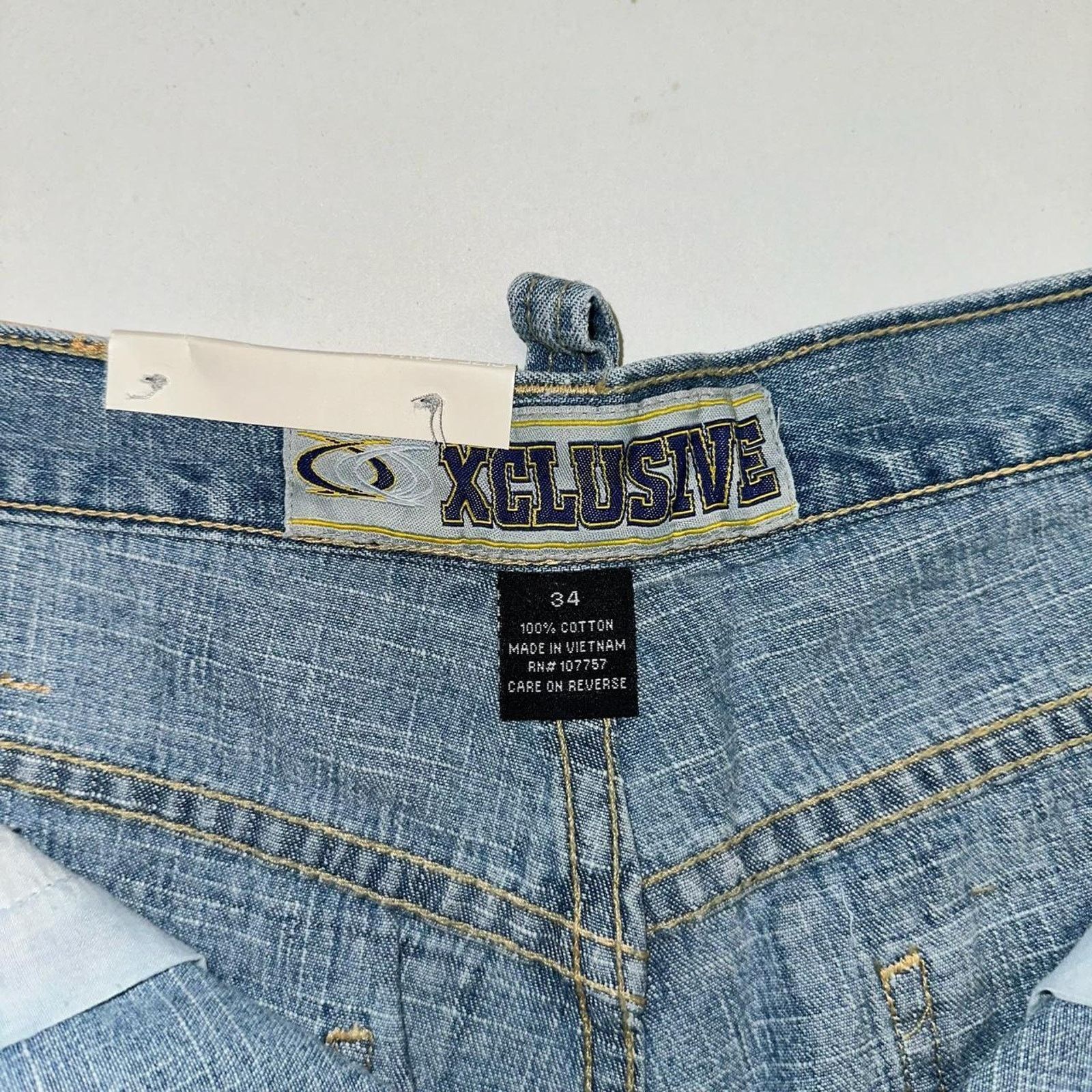 Vintage Vintage baggy y2k xclusive light blue unique embroidered Size US 34 / EU 50 - 5 Thumbnail