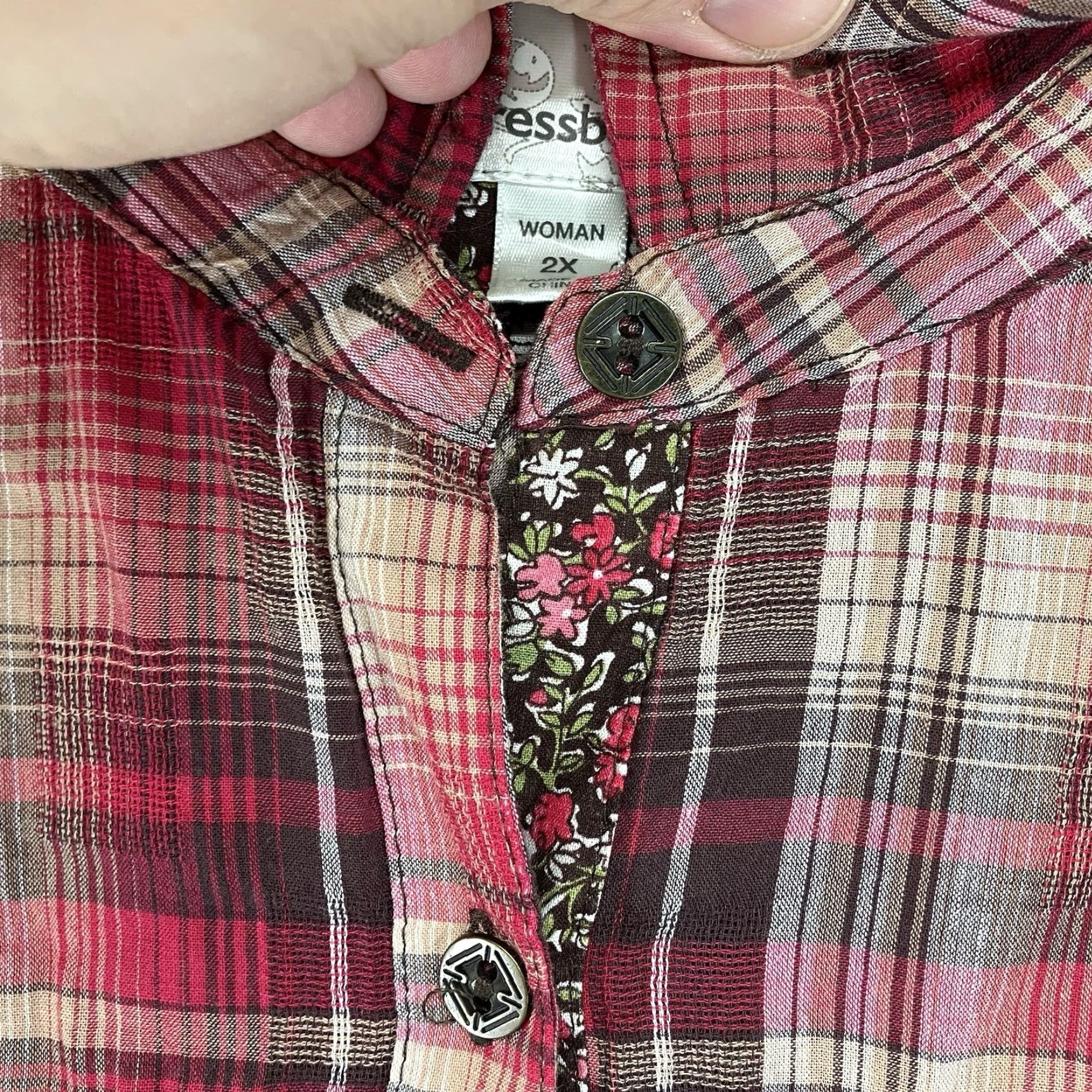 Vintage VINTAGE Woman Within Women's Long Sleeve Plaid Shirt 2X Red Casual Western Farmcore Size XXL / US 16-18 / IT 52-54 - 7 Thumbnail