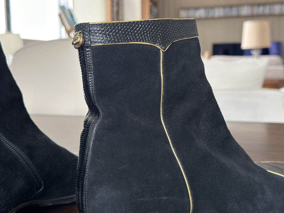 Gucci Gucci Boots Gold Trimmed suede lizard skin boots black. Size US 11 / EU 44 - 5 Thumbnail