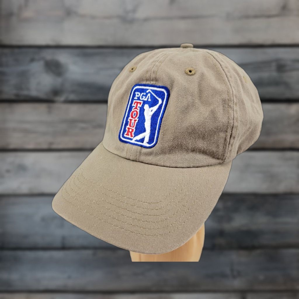 Imperial Imperial Golf Hat Strapback Tan Cotton Knit Adjustable Men Sized Cap Cap Size ONE SIZE - 1 Thumbnail