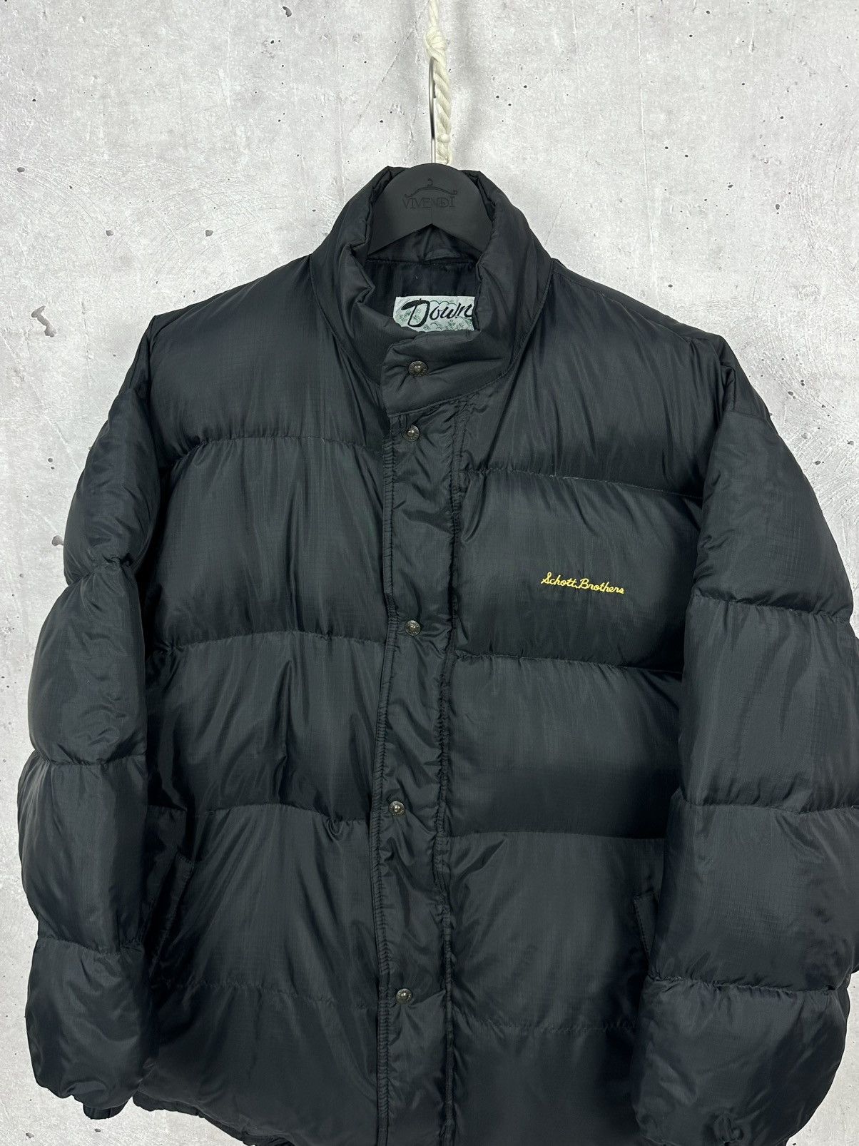 Schott × Vintage Vintage Schott Down Nylon Black Puffer Made in USA Jacket Size US XL / EU 56 / 4 - 2 Thumbnail