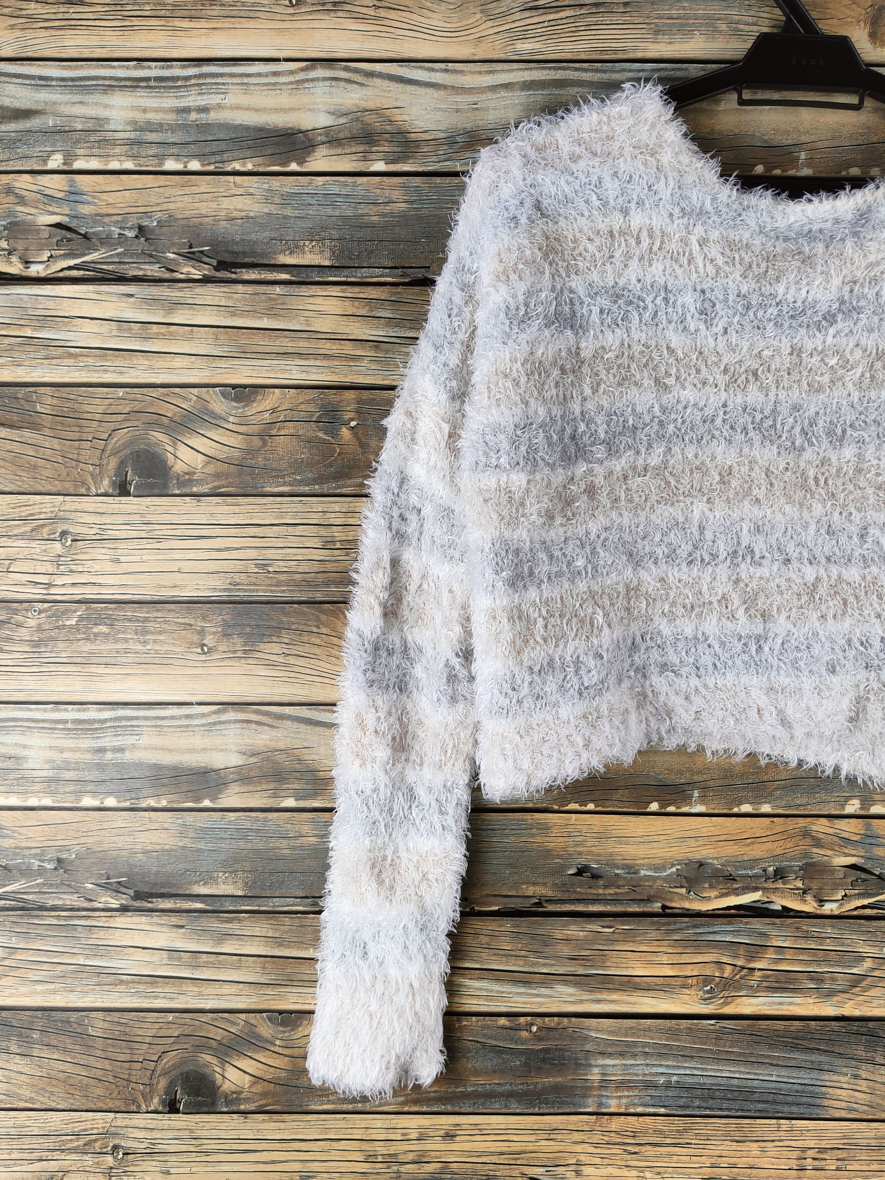Japanese Brand DL Ray Cassin White Gray Fur Mohair Knitwear #46-952 Size M / US 6-8 / IT 42-44 - 8 Thumbnail