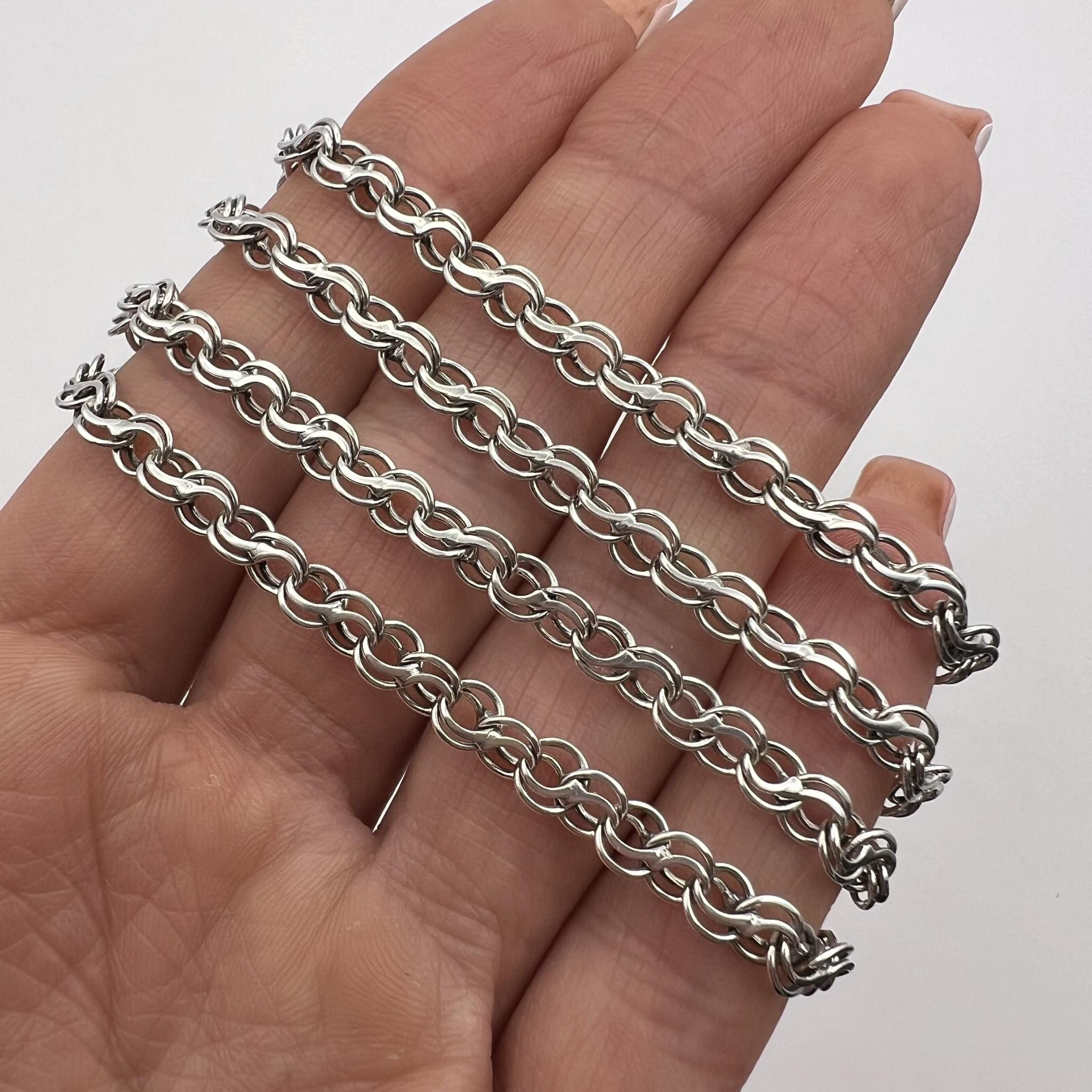 Sterling Silver Vintage Sterling Silver 925 Jewelry Chain Necklace 15.4 gr Size ONE SIZE - 8 Thumbnail