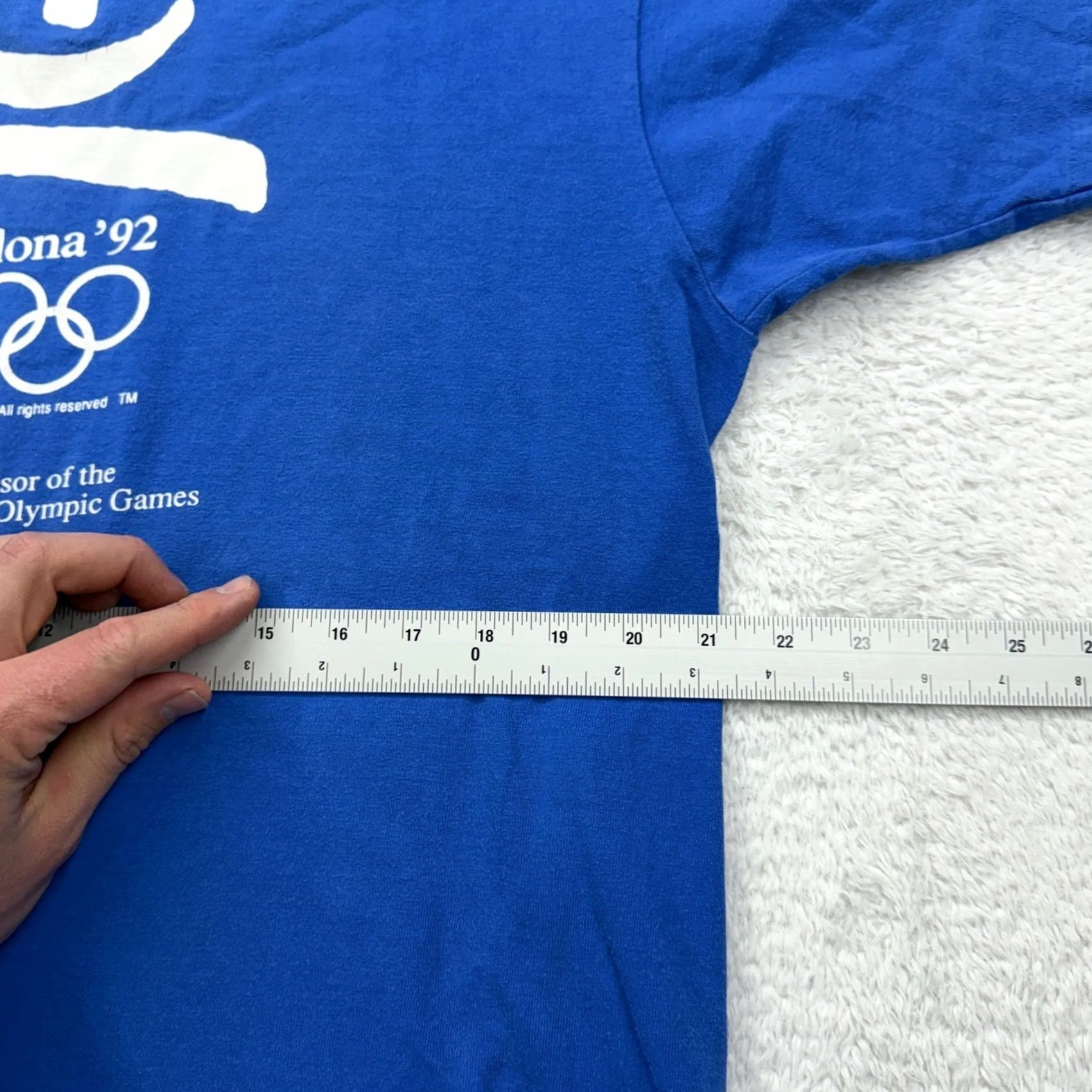 Fruit Of The Loom VINTAGE Fruit of the Loom Barcelona 92 Olympic Games T Shirt Official Sponsor Blue XL Shirt Men XS? Size US XL / EU 56 / 4 - 5 Thumbnail