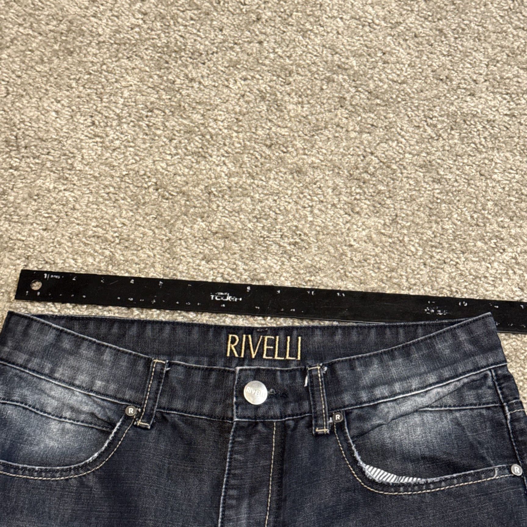 Denime Rivelli Jeans Distressed Blue Denim Men 32x32 Dark Wash Cotton Blend Jeans Regular Men 32in Size US 32 / EU 48 - 7 Thumbnail