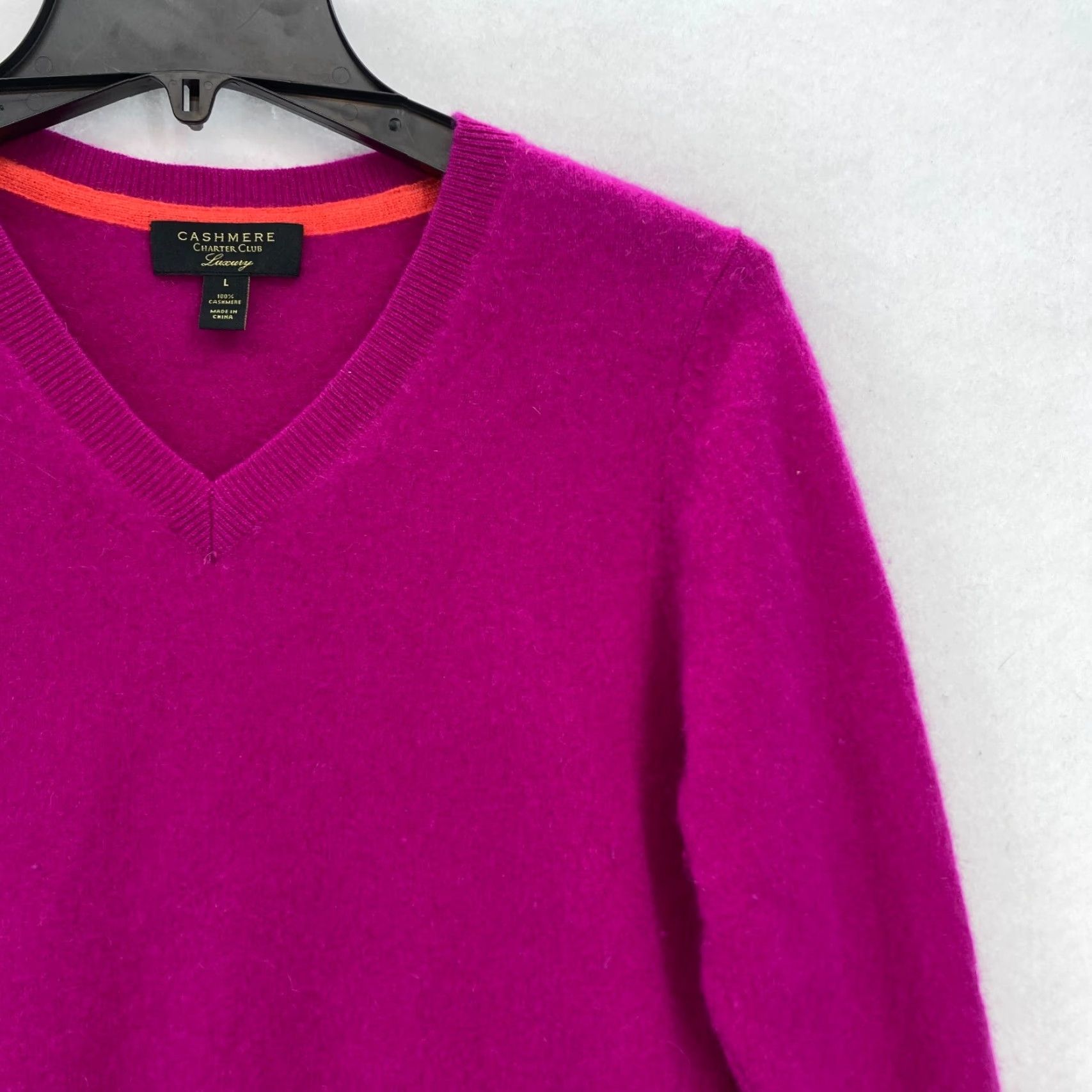 Club Room Club Room Luxury Cashmere Sweater Women's Large Pink V-Neck Long Sleeve Preppy Size L / US 10 / IT 46 - 2 Thumbnail