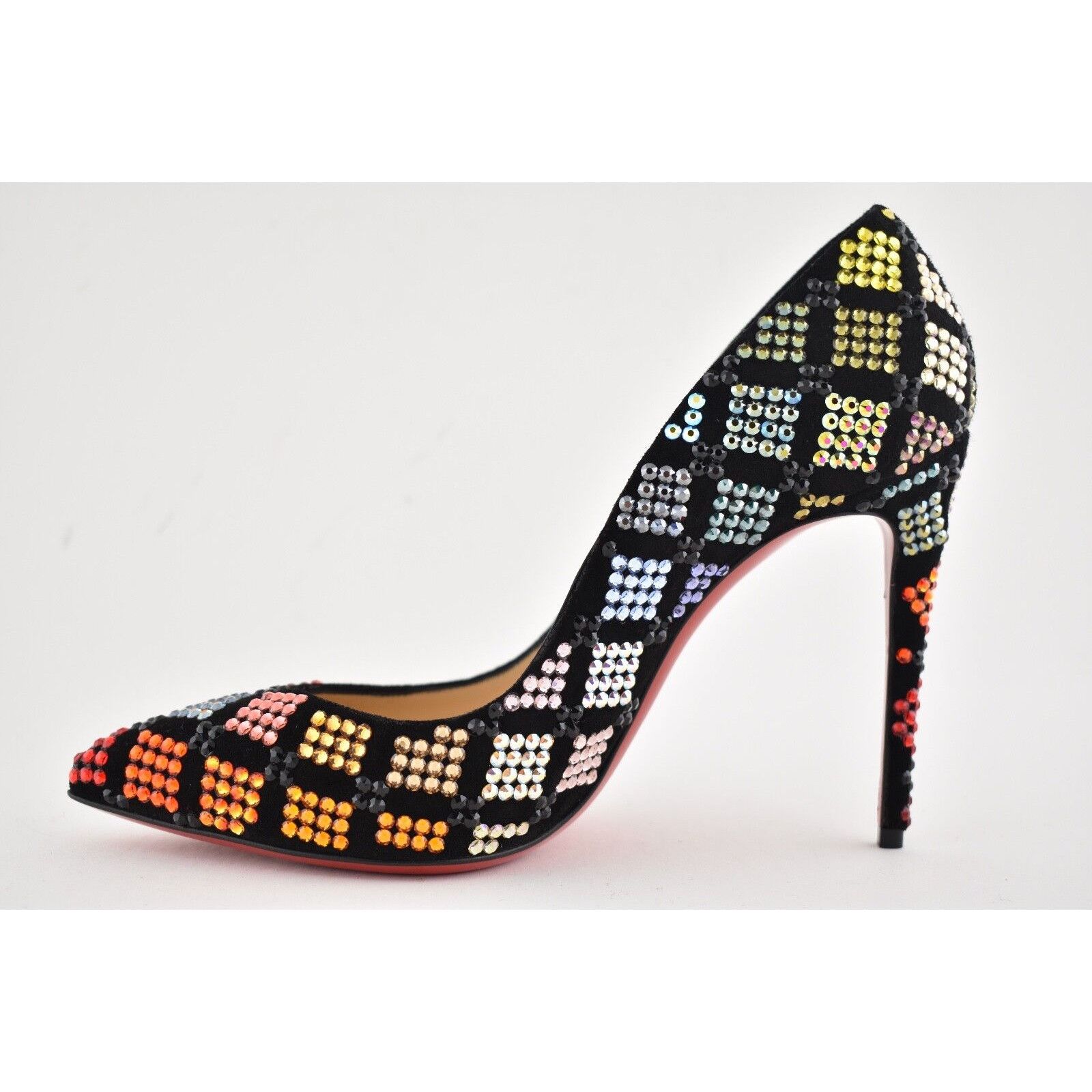 Christian Louboutin Arletta 100 Black Suede Red Strass Pigalle Heel Pump 36.5 Size US 6.5 / IT 36.5 - 9 Thumbnail