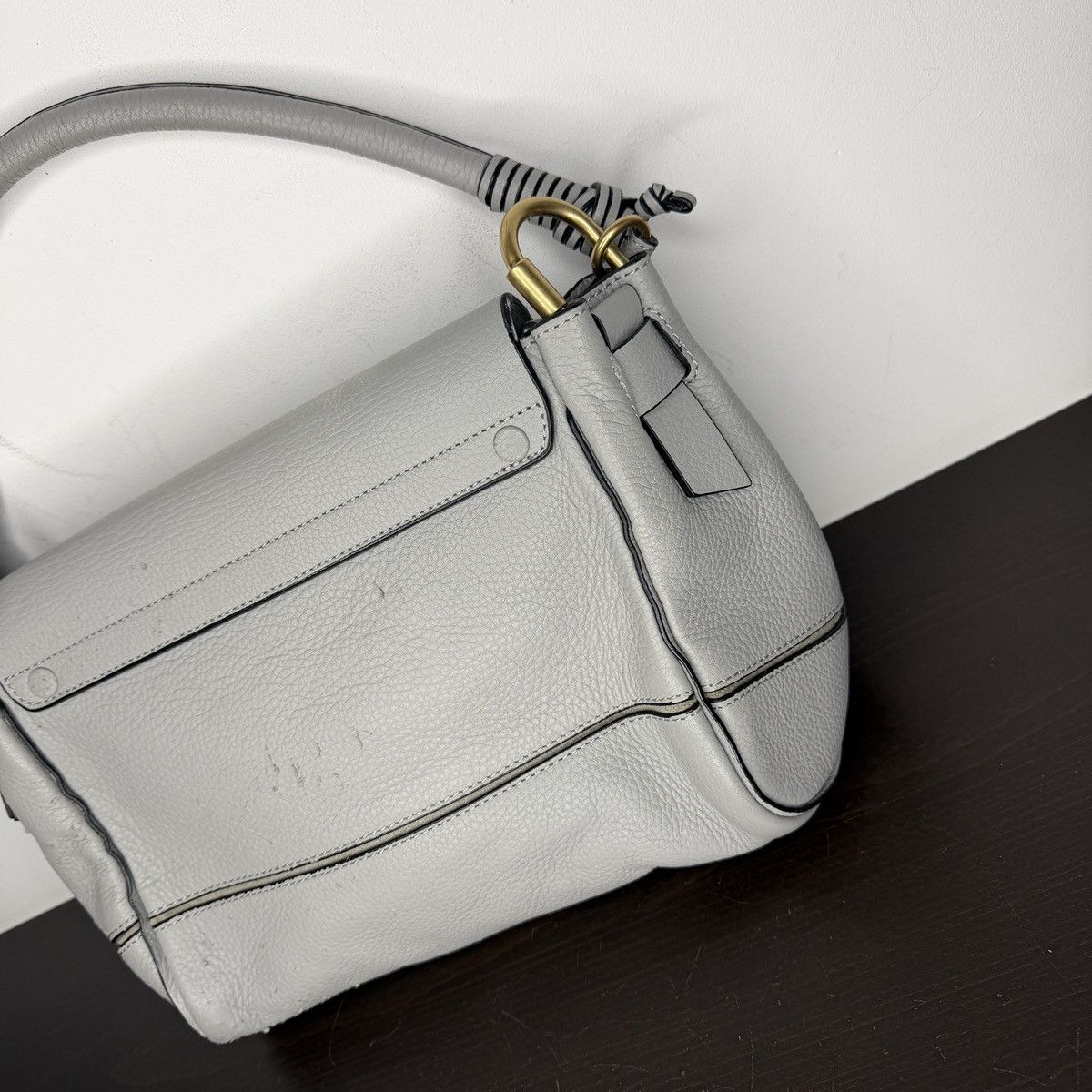 Chloe Chloe Owen Shoulder Handle Bag Gray Leather Size ONE SIZE - 7 Thumbnail
