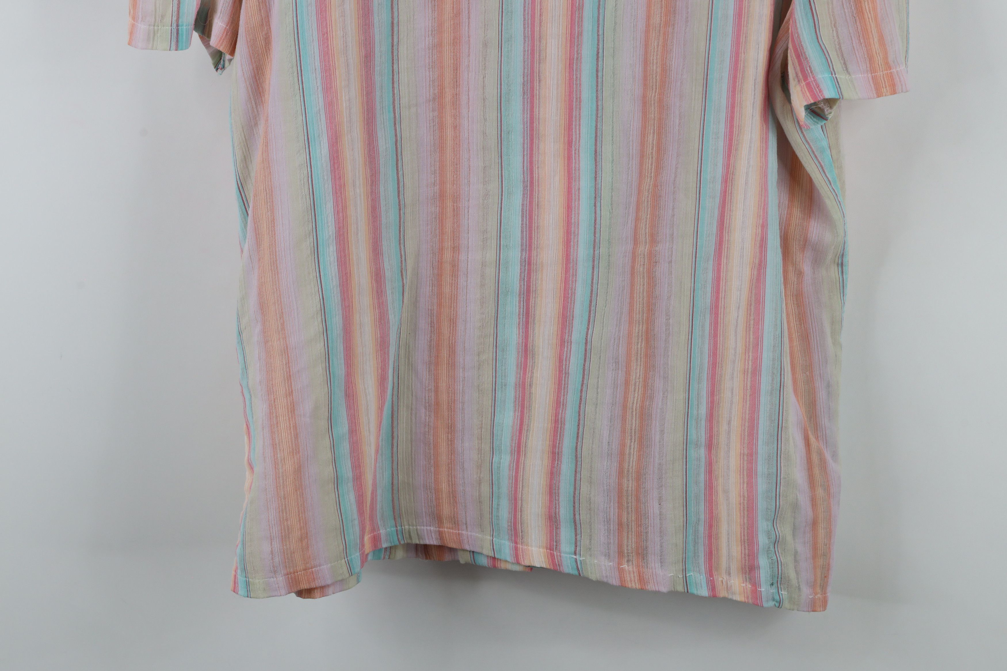 Vintage Vintage 70s Streetwear Pastel Striped Button Shirt USA Size XXL / US 16-18 / IT 52-54 - 12 Thumbnail