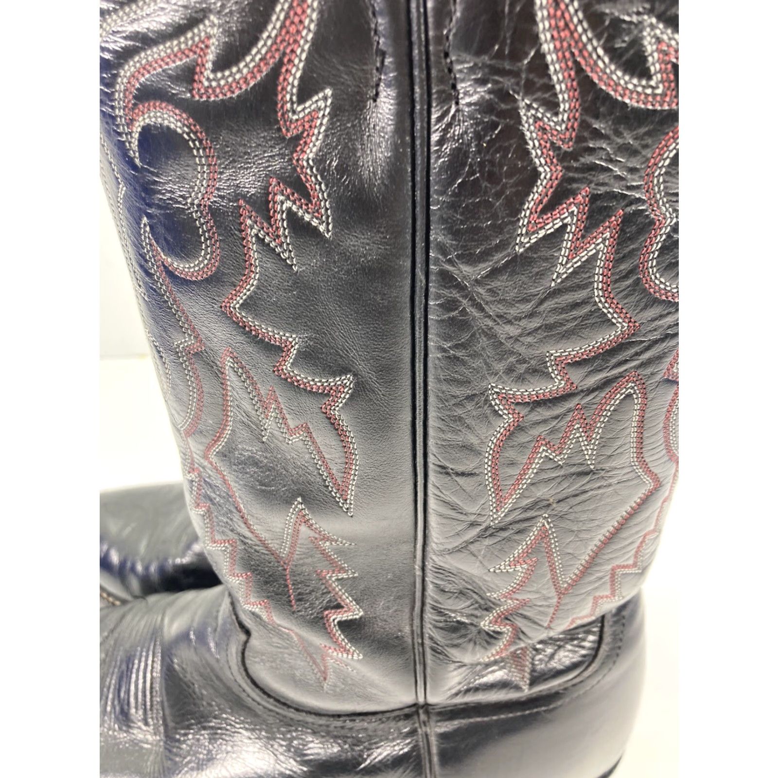 Justin Boots VINTAGE Justin Boots Men 8.5 EE Wide Black Leather Western Cowboy Boot Size US 9 / EU 42 - 4 Thumbnail