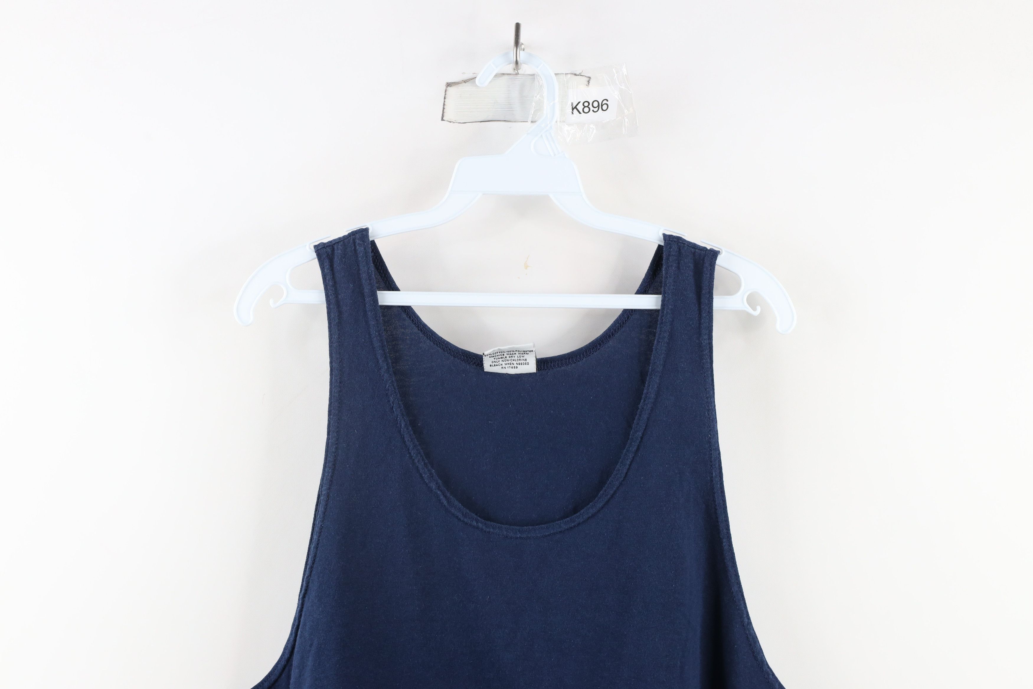 Vintage Vintage 90s Streetwear Blank Tank Top T-Shirt Navy Blue USA Size US L / EU 52-54 / 3 - 2 Thumbnail