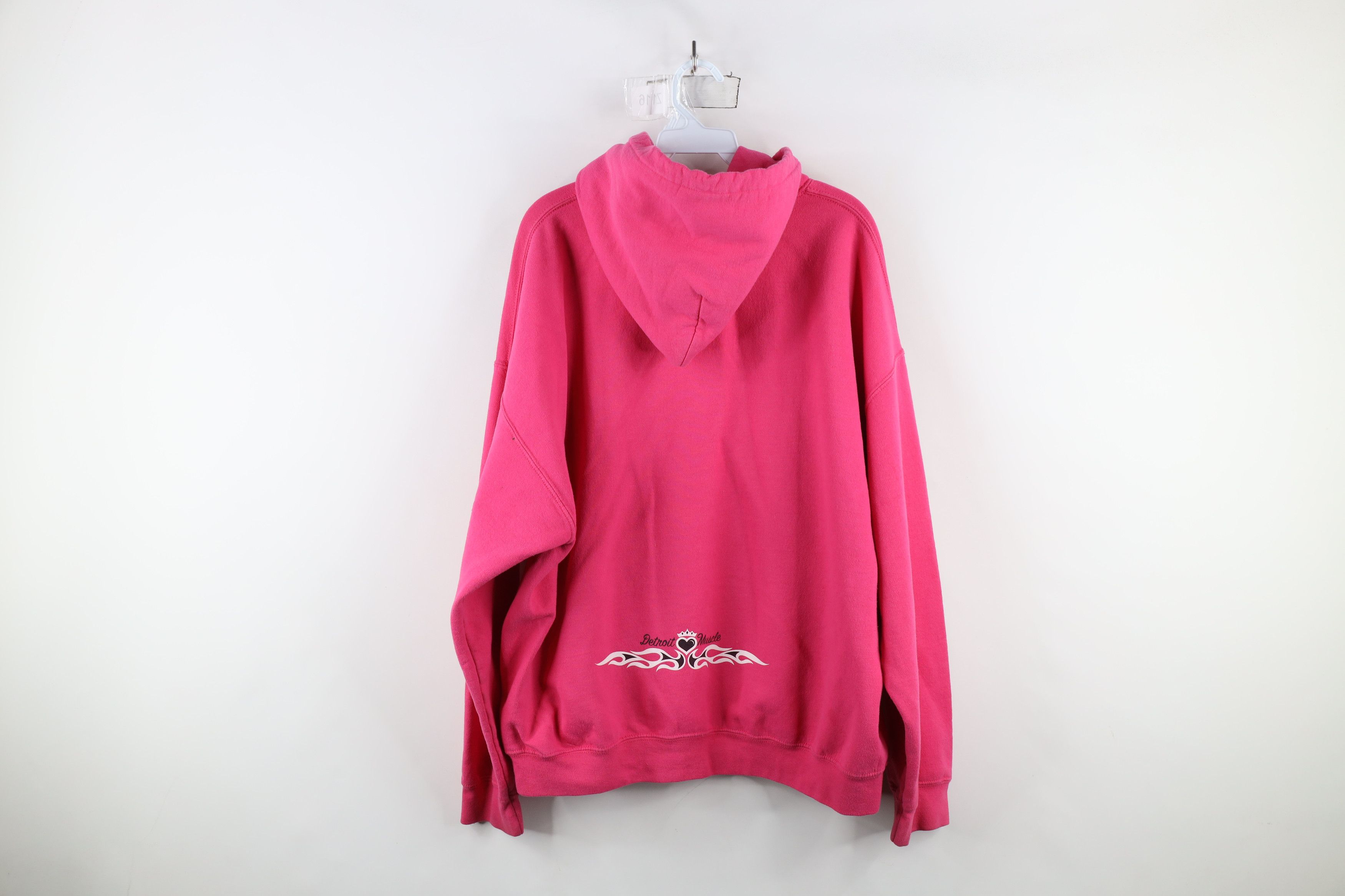 Vintage Vintage 90s Y2K Detroit Muscle Car Hoodie Sweatshirt Pink Size XL / US 12-14 / IT 48-50 - 13 Thumbnail