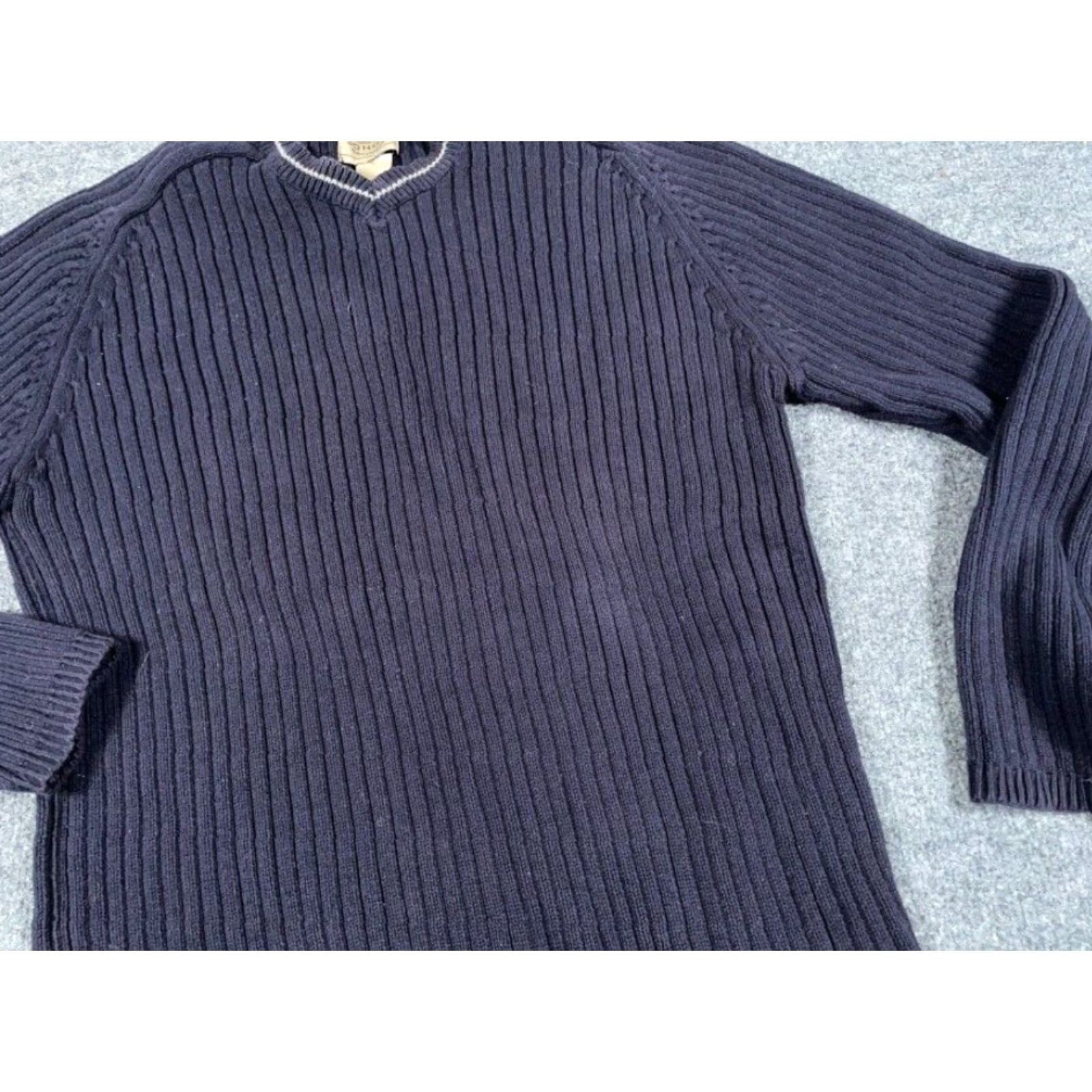 Vintage VINTAGE Sonoma Chunky-Knit Sweater Women's XL Dark Blue Ribbed V-Neck Punk Retro Hipster Size XL / US 12-14 / IT 48-50 - 6 Thumbnail